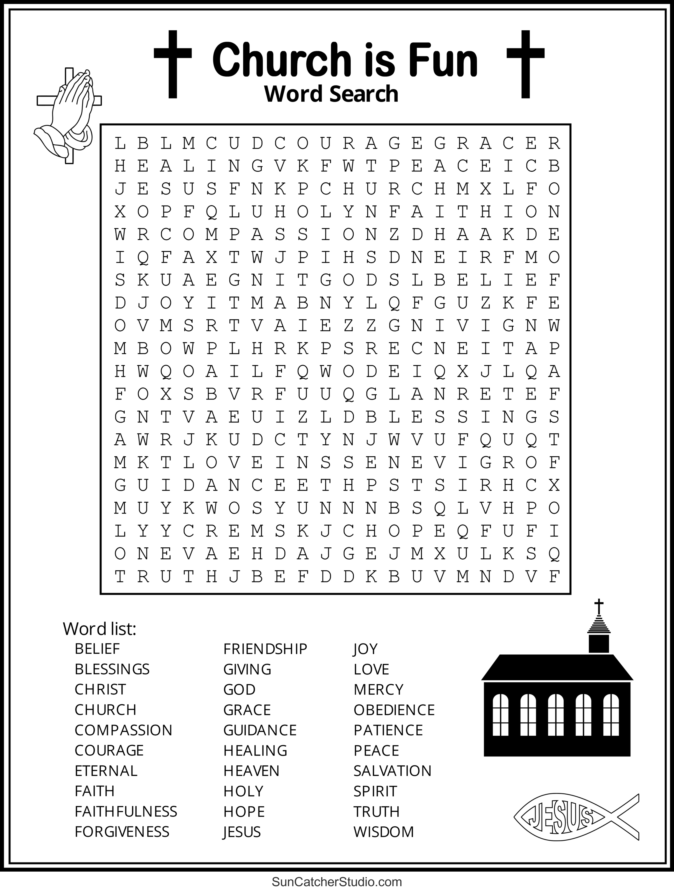 Bible Word Search Free Printable Christian Puzzles DIY Projects Patterns Monograms Designs Templates