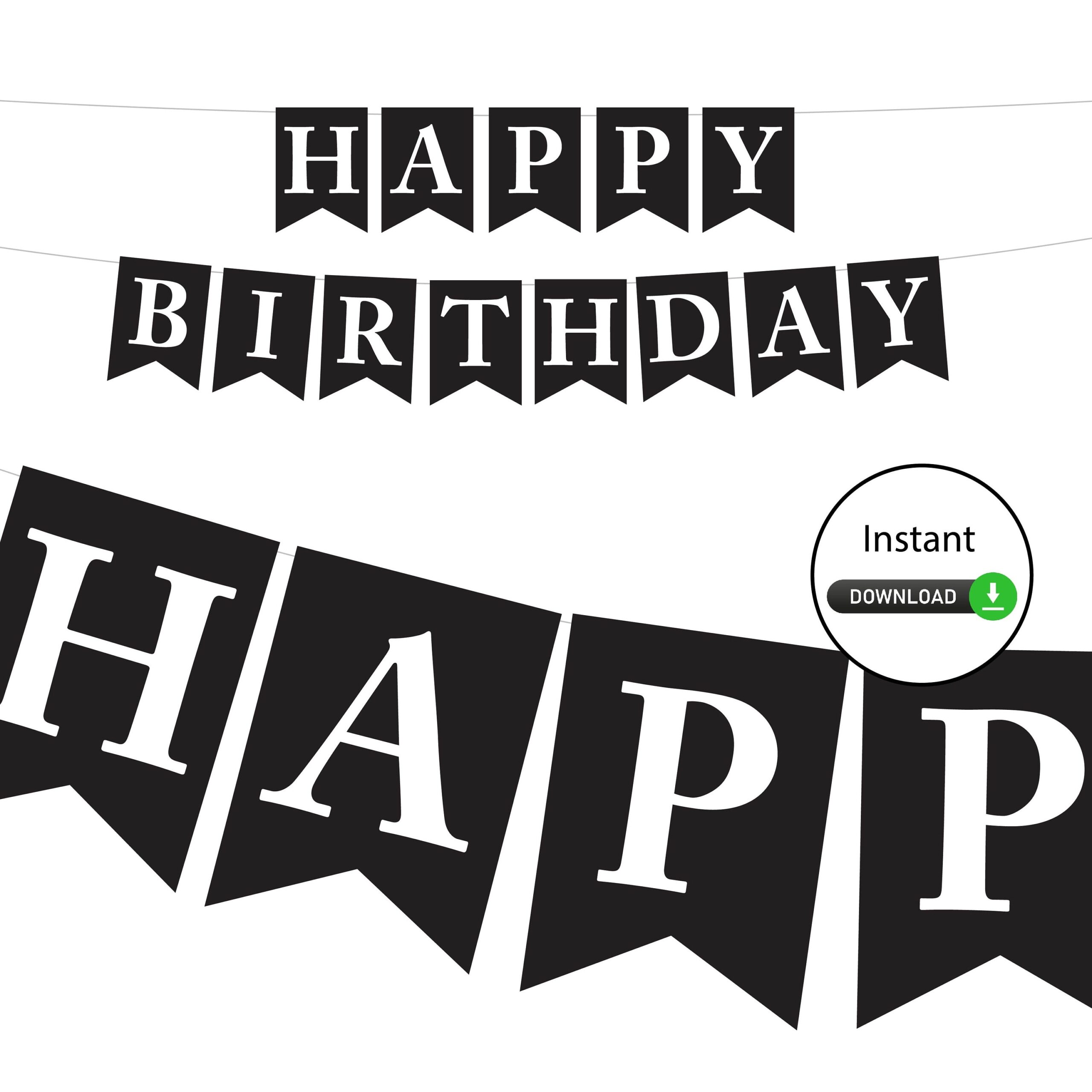 Black And White Happy Birthday Banner DIGITAL Instant Download DIY 30th 40th 50th 60th Bday Garland Printable OLD Af Etsy