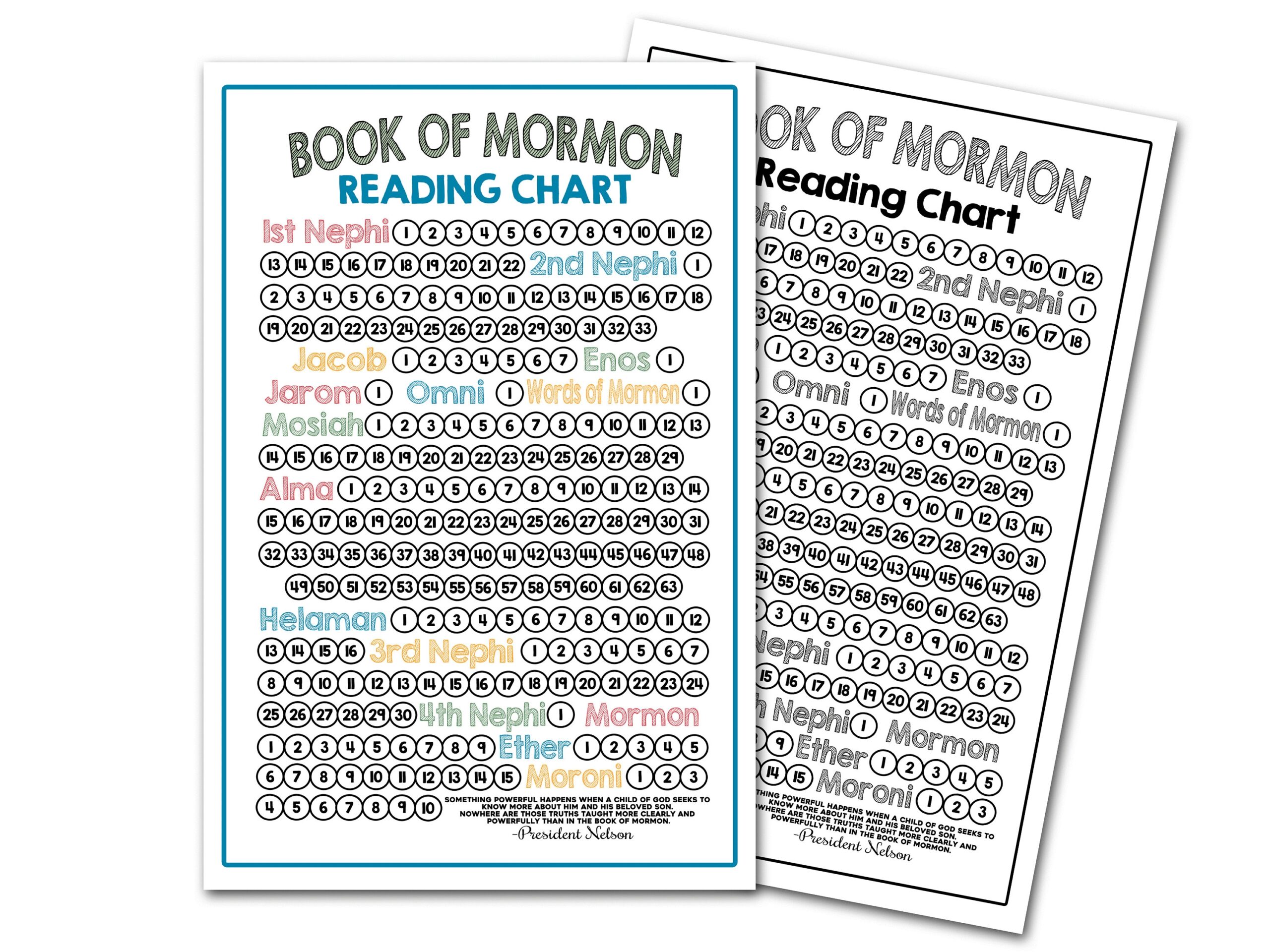 Book Of Mormon Reading Chart Printable Book Of Mormon Reading Chart Book Of Mormon Handout Printable Instant Download Reading Poster Etsy