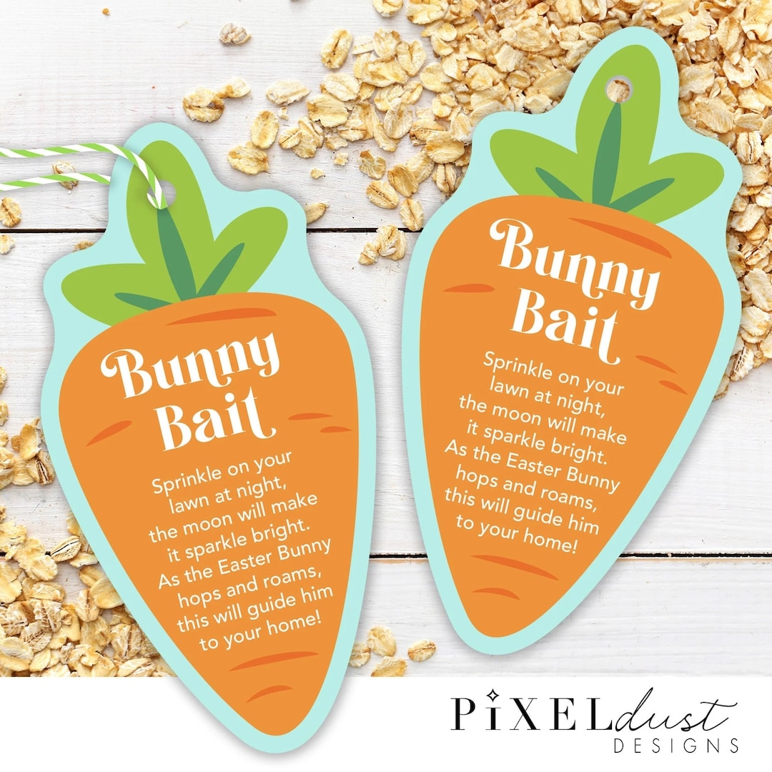 Bunny Bait Printable Tags Easter Bunny Food Cards Bunny Bait Instructions Kids Easter Basket INSTANT DOWNLOAD Easter Carrot PDF File Etsy