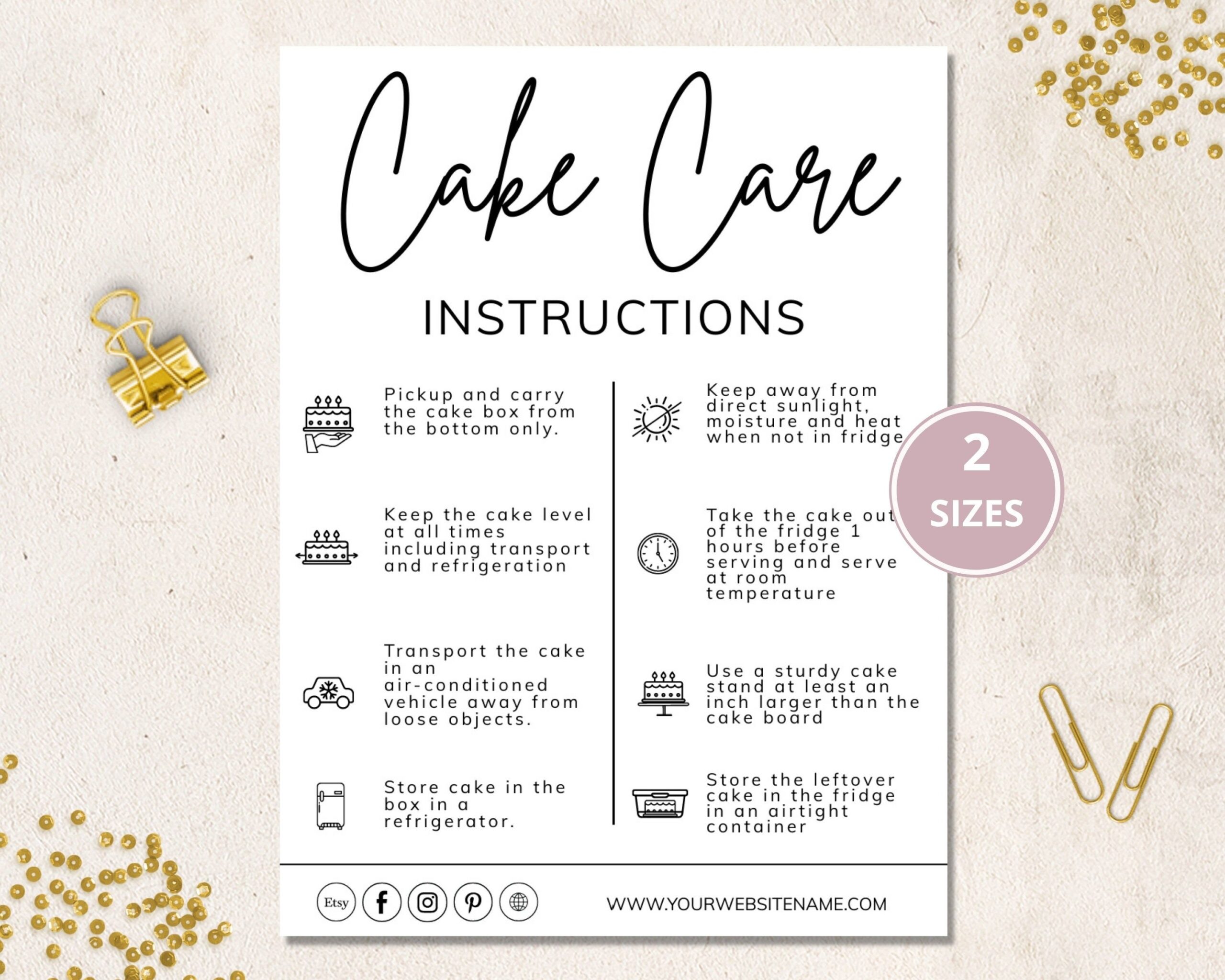 Cake Care Card Editable Template Wedding Cake Care Cards Printable Cake Care Guide Cake Instructions Card Instant Download DTP 031 Etsy Card Template Card Templates Free Cake Templates
