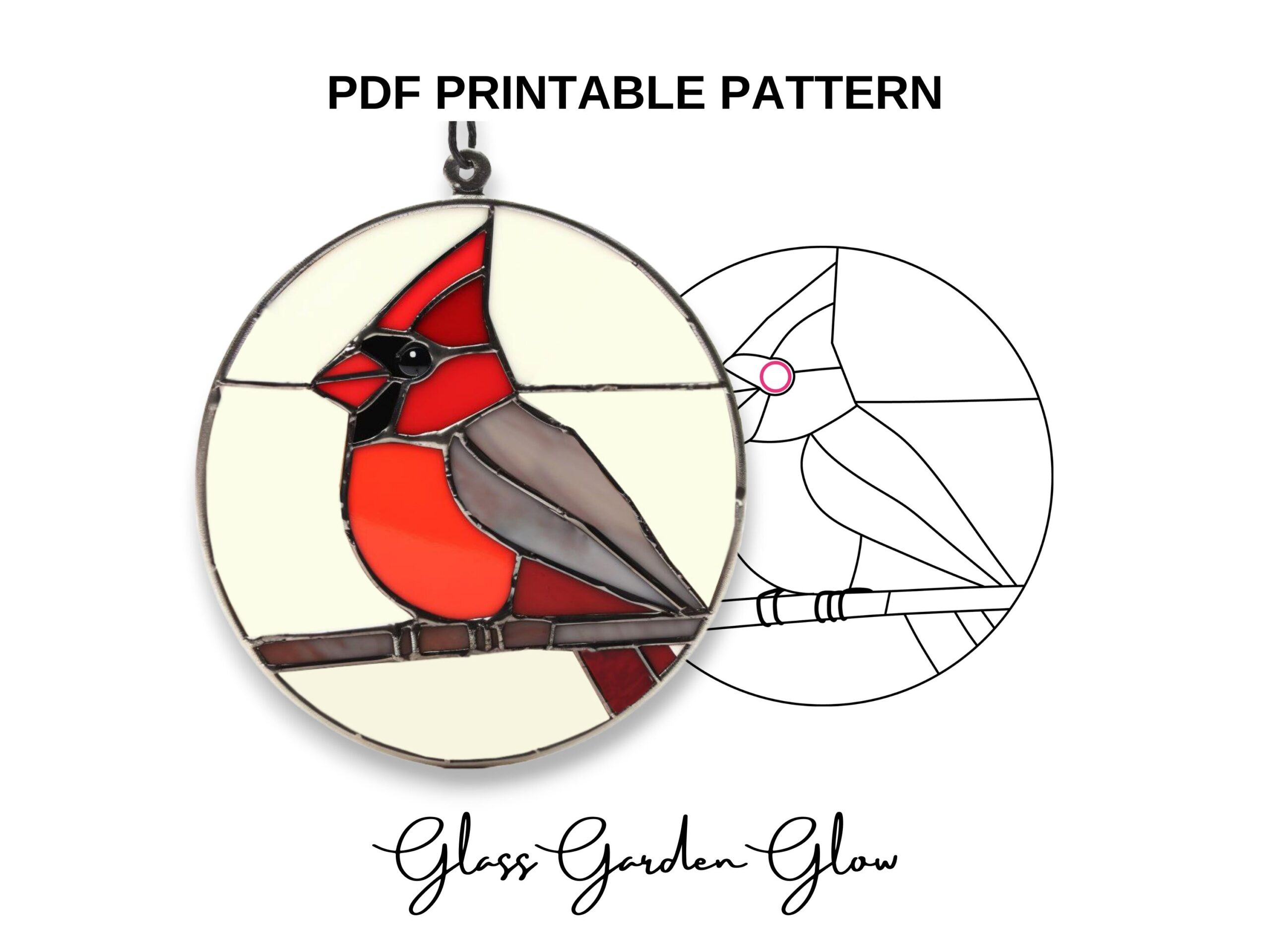 Printable Cardinal Stained Glass Pattern