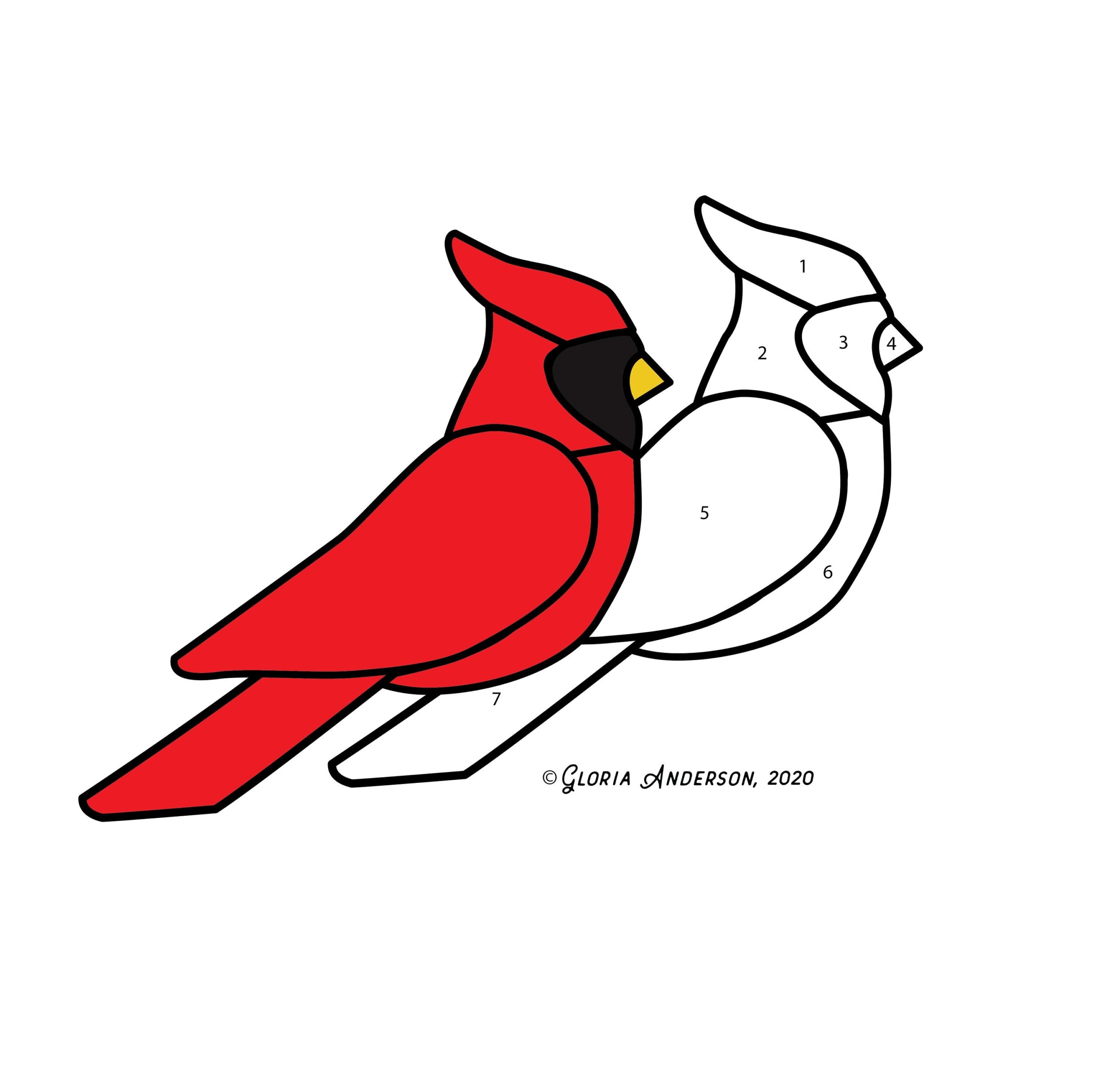 Cardinal Hobby License Beginner Stained Glass Pattern Digital PDF File Cute Decoration Ornament Or Easy Suncatcher Download Etsy