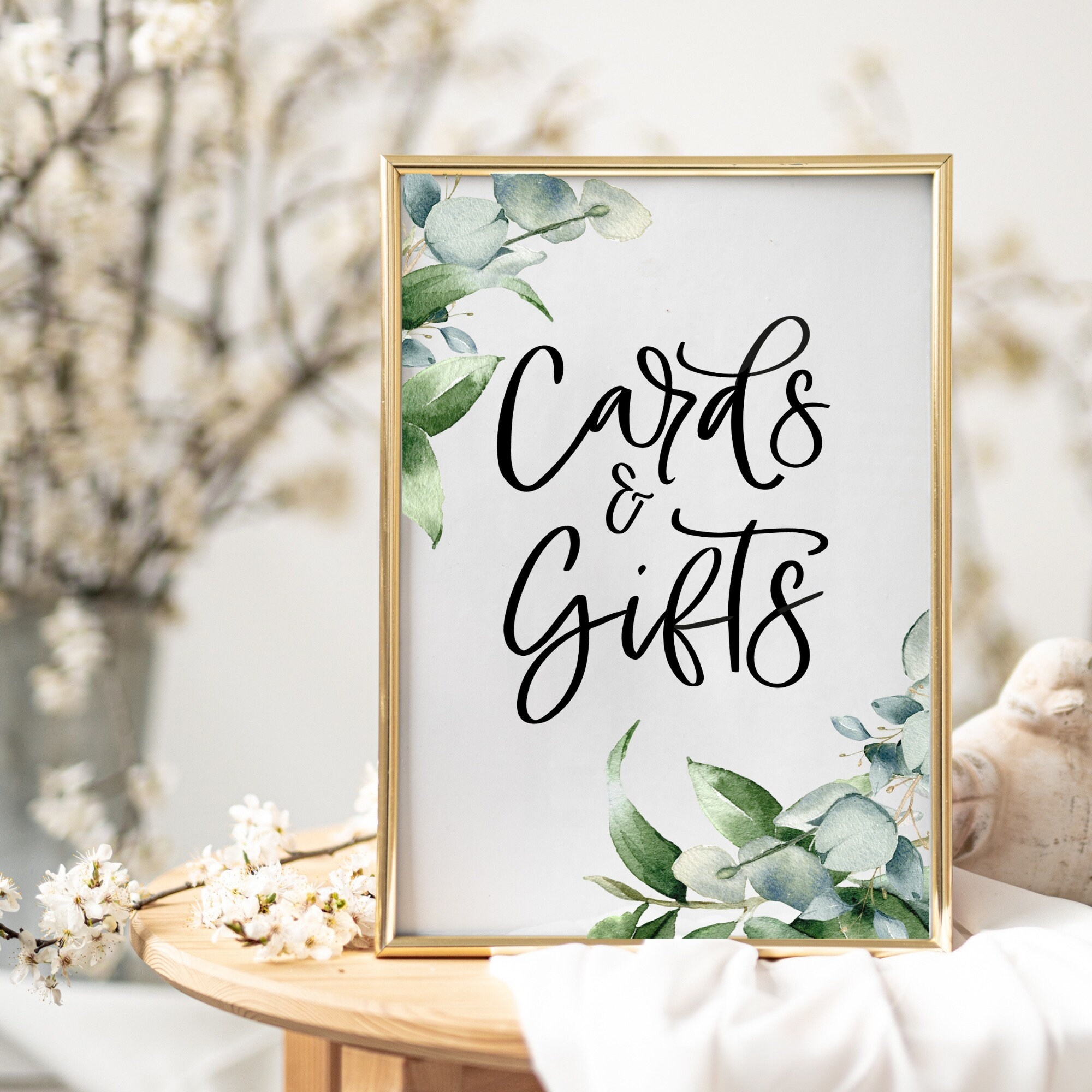 Cards And Gifts Sign Printable Eucalyptus Wedding Sign Modern Wedding Sign Bridal Shower Gift Sign Retirement Party Instant Download Etsy