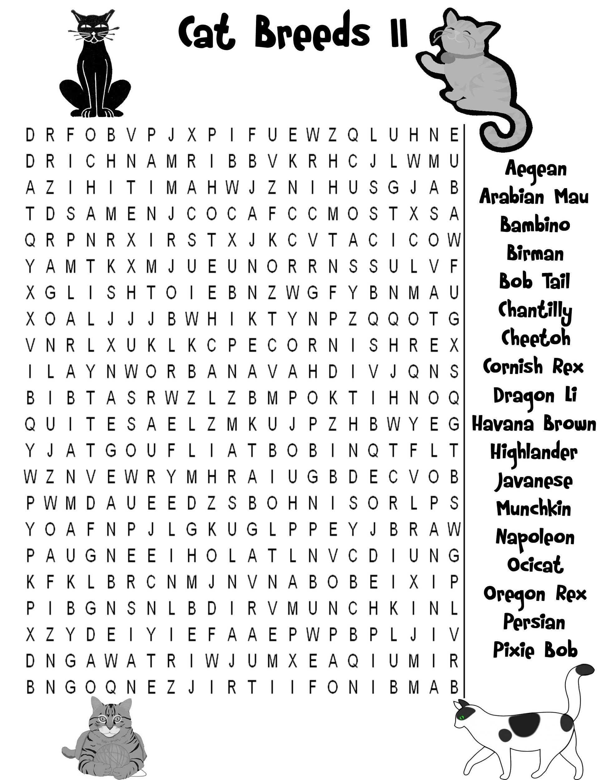 Cat Word Search To Print K5 Worksheets Word Searches To Print Word Puzzles For Kids Coloring Pages