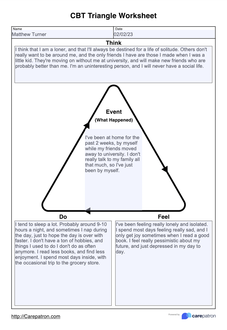 CBT Triangle Worksheets Example Free PDF Download