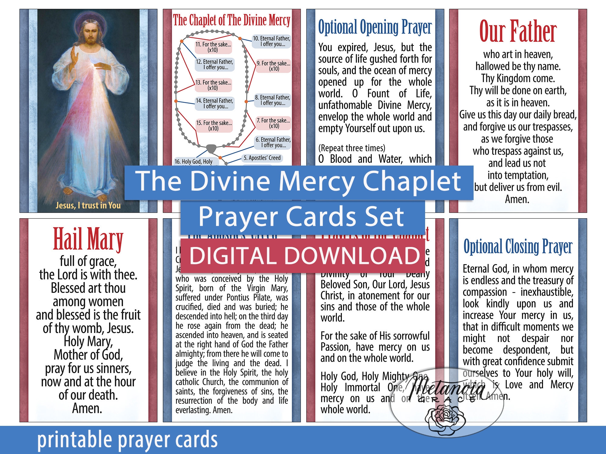 Chaplet Of The Divine Mercy How To Pray The Divine Mercy Chaplet Printable Prayer Cards Of The The Chaplet Of Mercy Digital Download Pdf Etsy