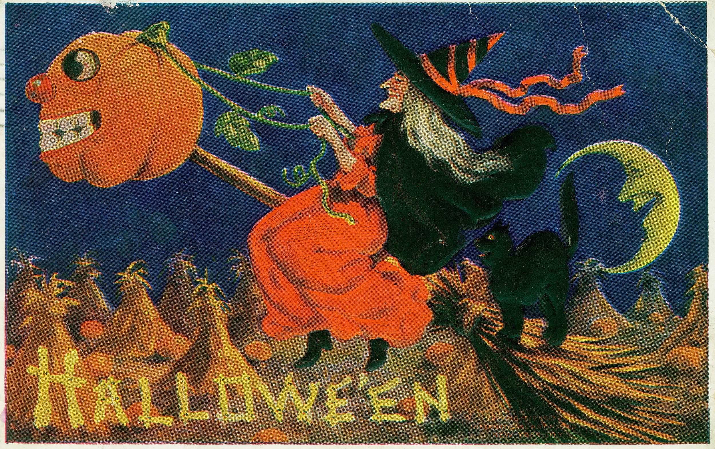 Charming Free Vintage Halloween Postcards To Download Picture Box Blue