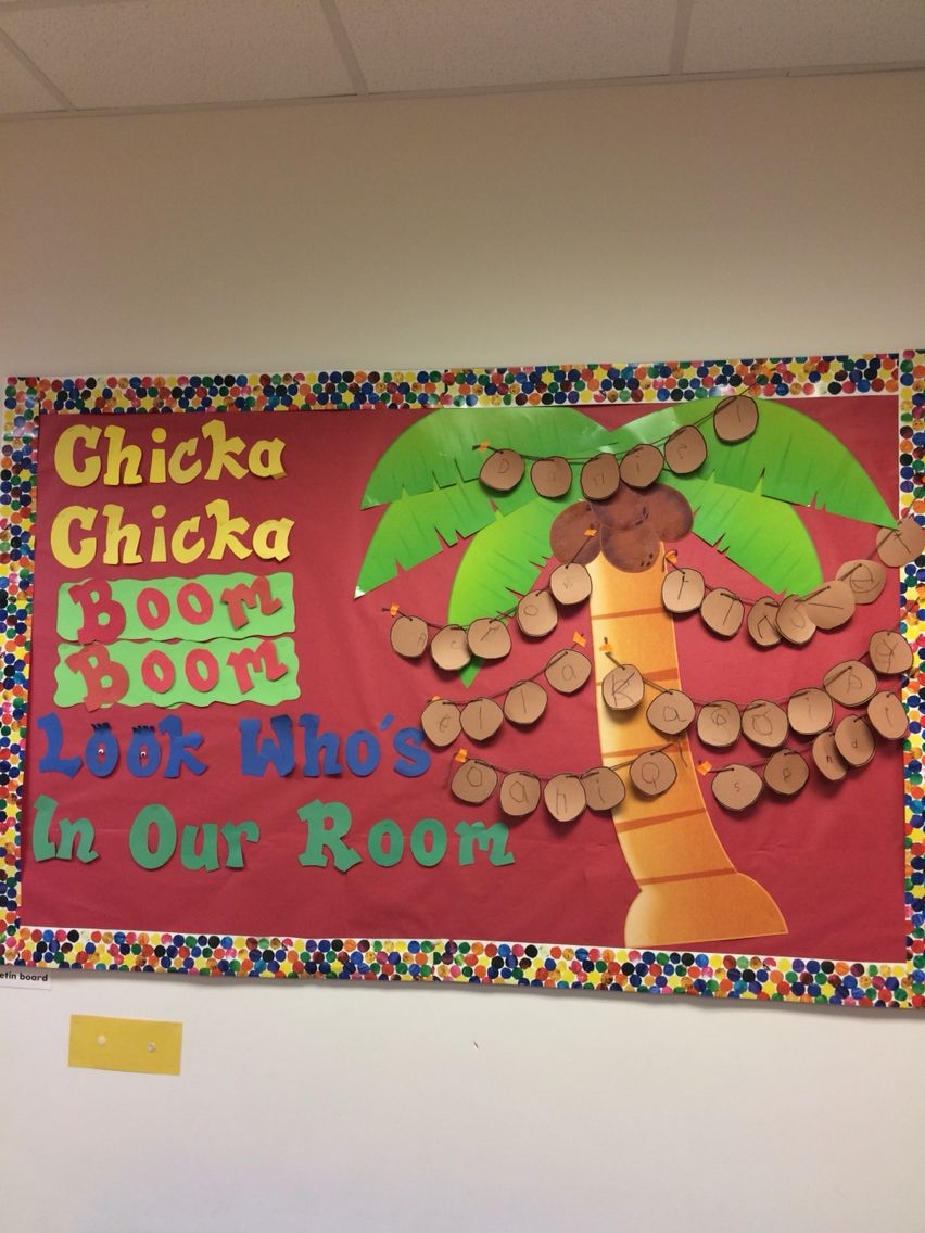 Chicka Chicka Boom Boom Bulletin Board With Student Names On Coconuts