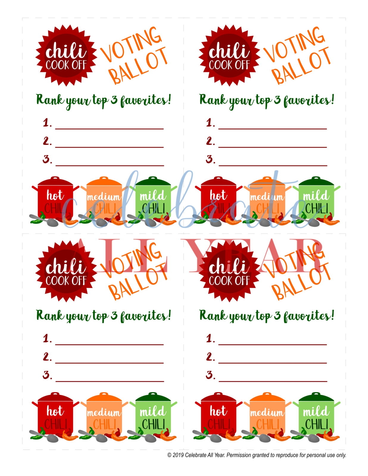 Chili Cook Off Printables Free