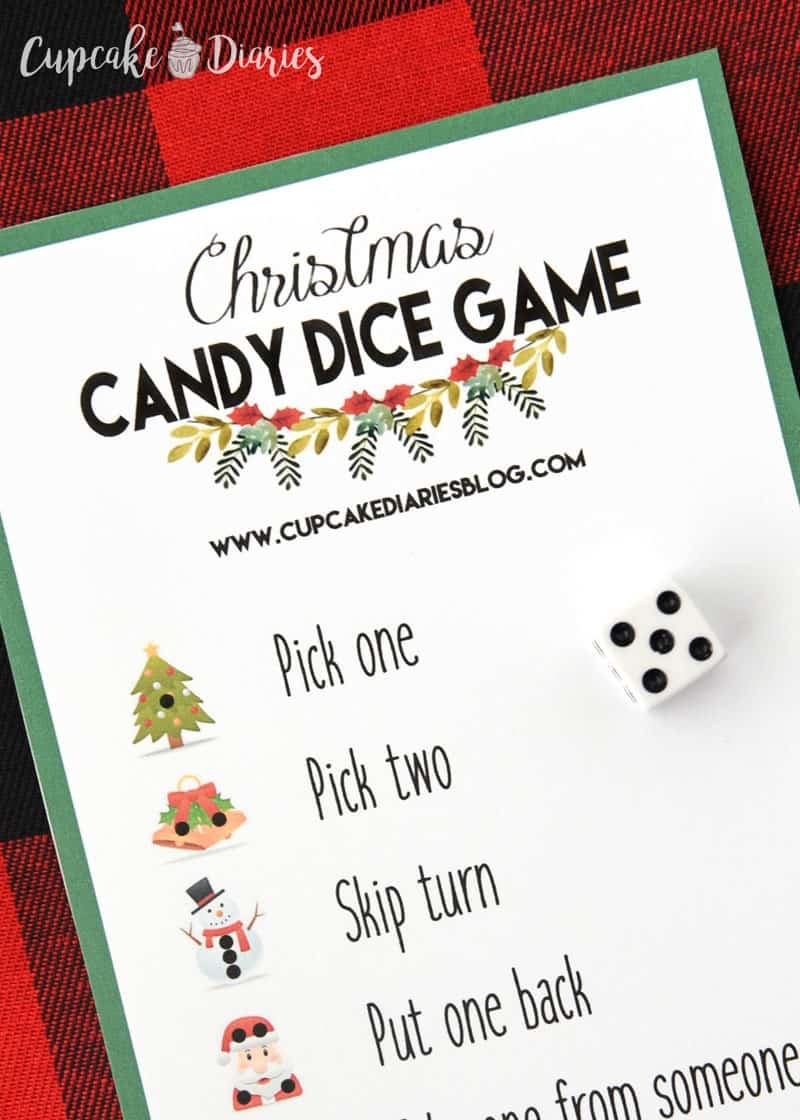 Christmas Candy Dice Game Printable Game For Kids Cupcake Diaries