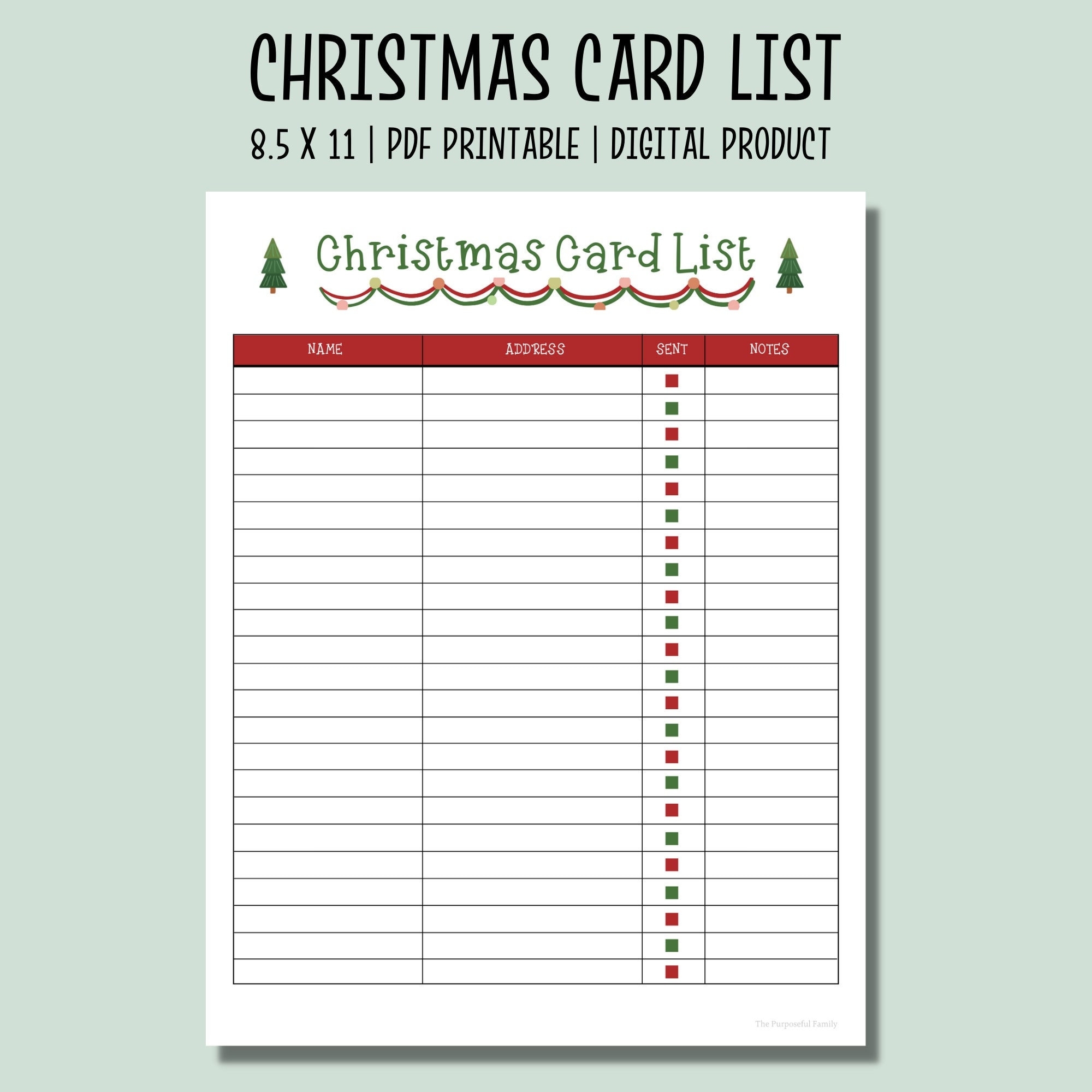 Christmas Card List Printable Checklist Holiday Card Tracker Christmas Planner Organizer Etsy