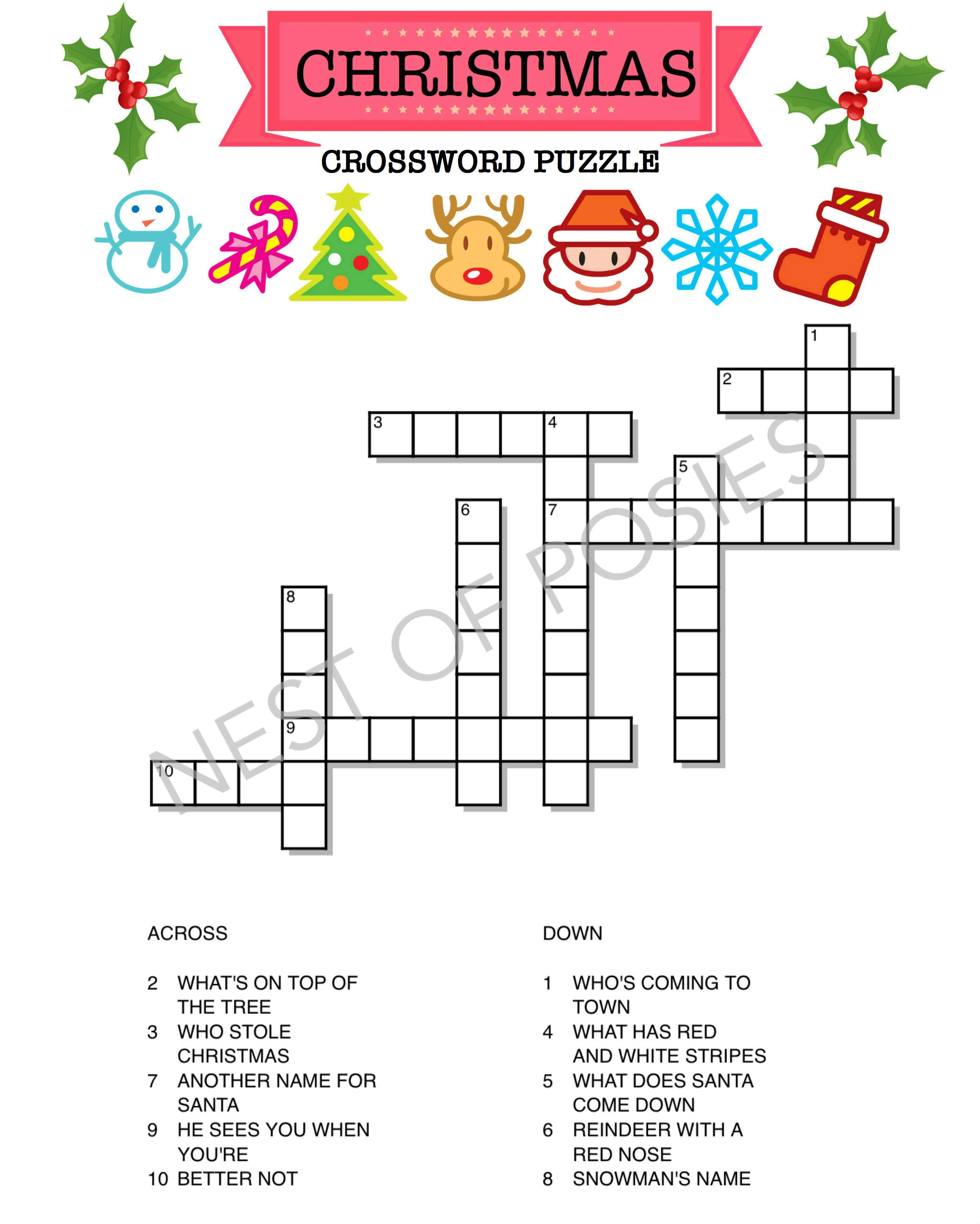 Printable Crossword Puzzles Christmas