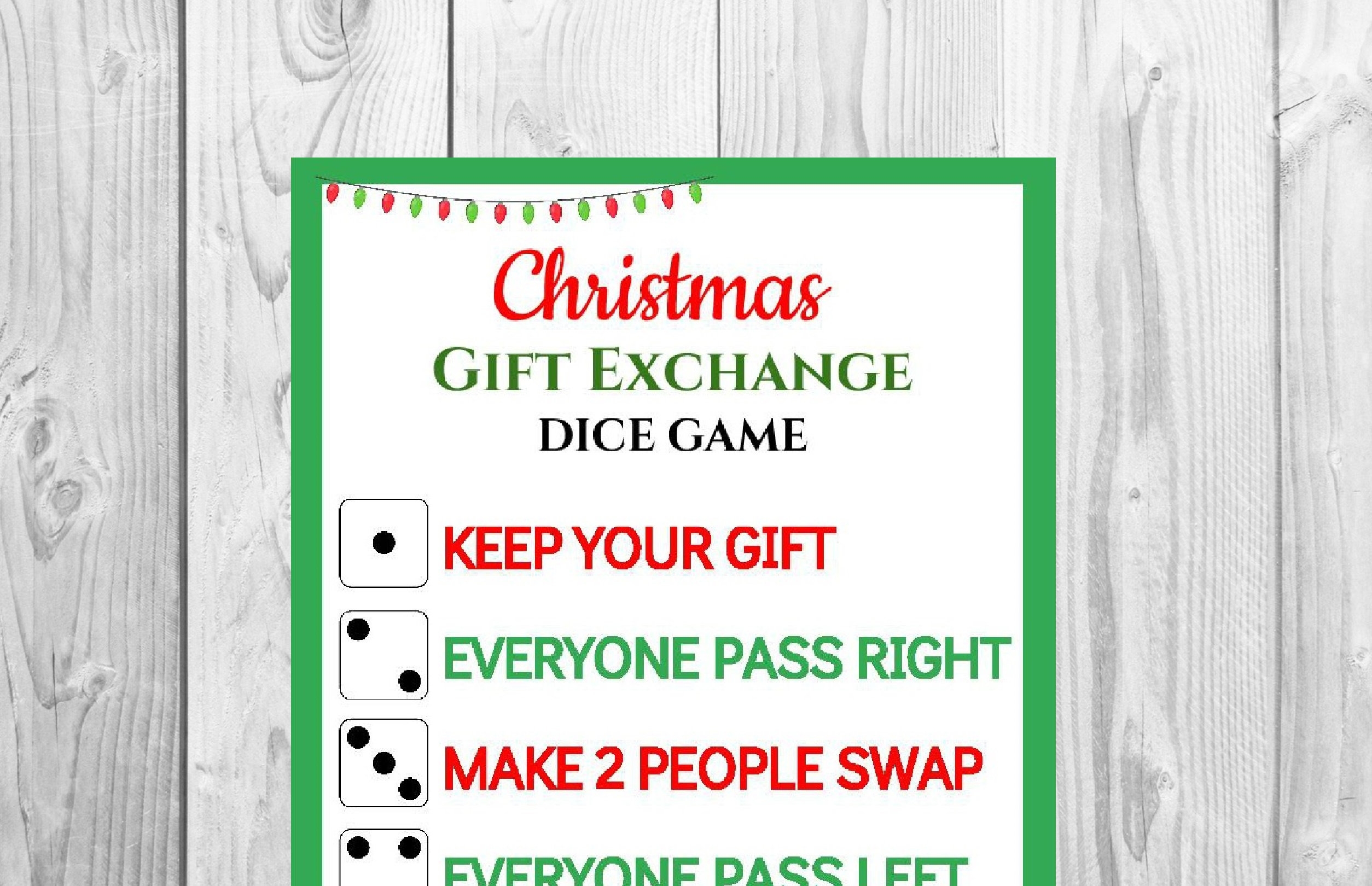Christmas Dice Game Free Printable
