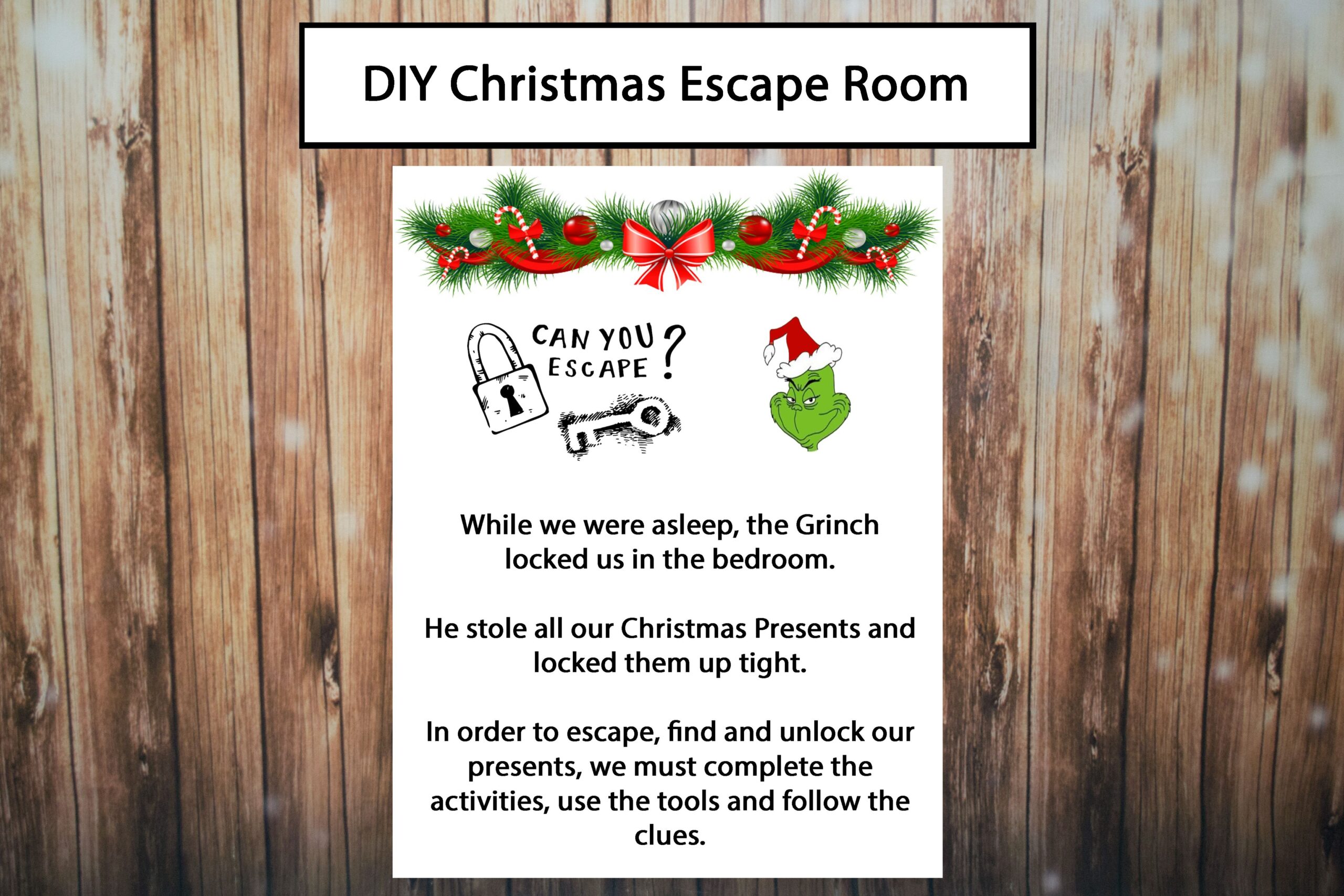 Christmas Escape Room DIY Escape Room Kit Kids Party Escape Room Digital Printable PDF Instant Download Etsy Canada Escape Room Diy Escape Room Kids Christmas