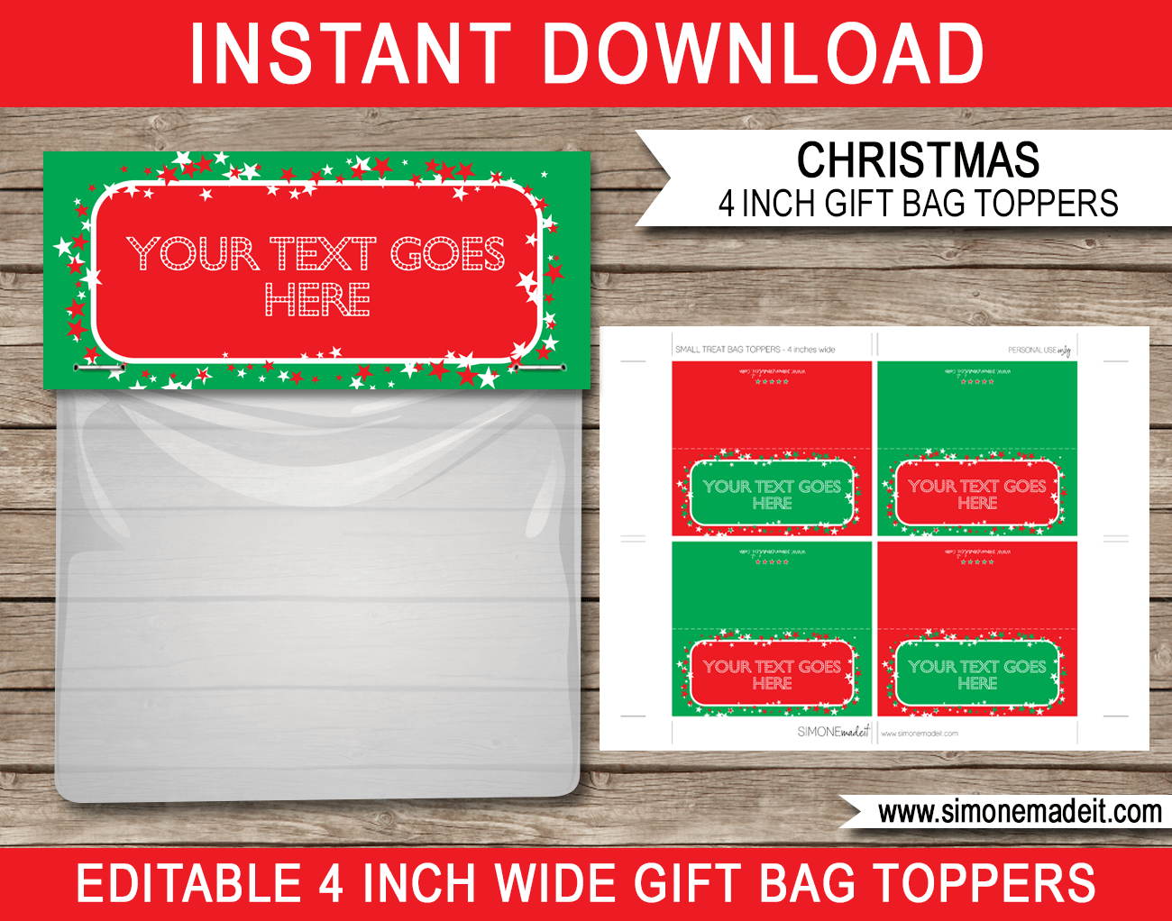 Christmas Gift Bag Toppers Printable Christmas Gift Tags