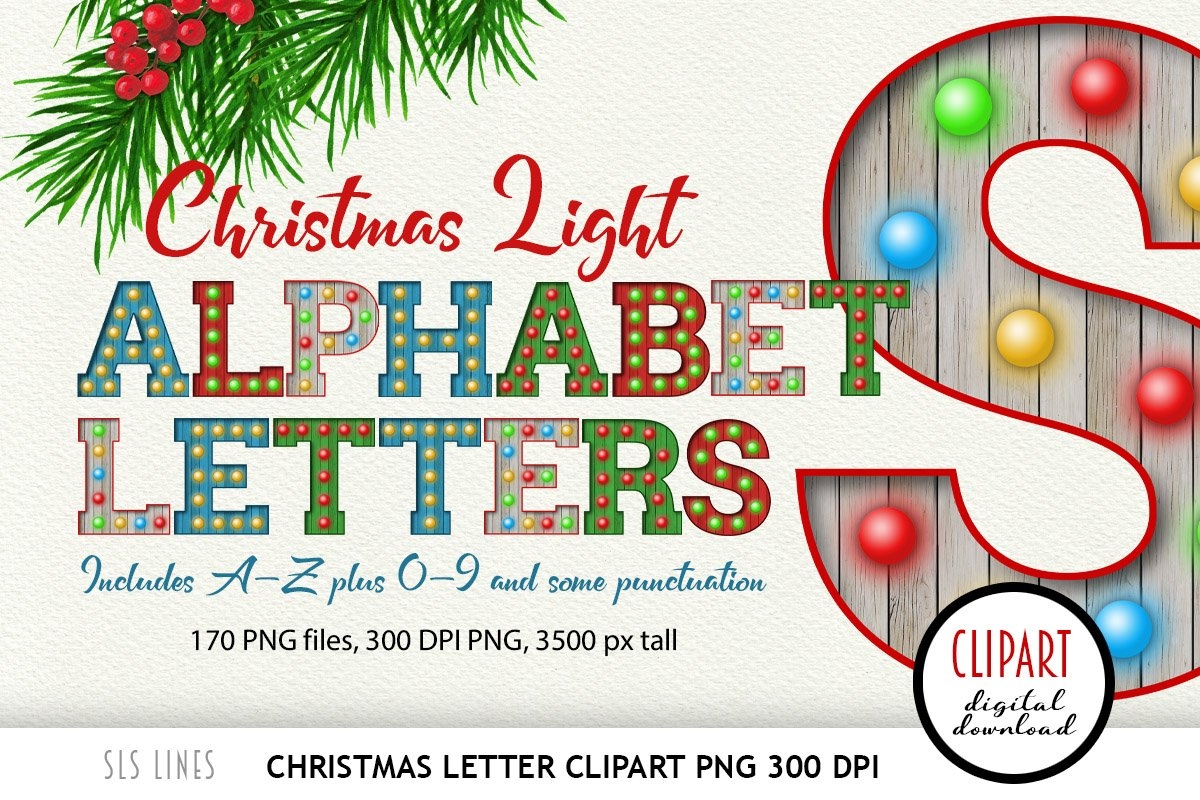 Christmas Letter Clipart Alphabet PNGs Christmas Lights