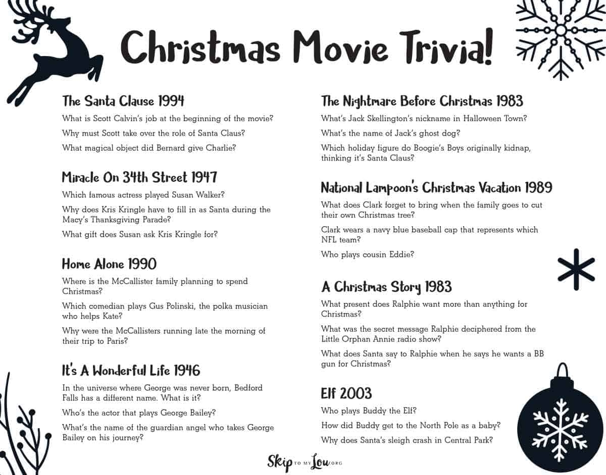Elf Movie Trivia Questions Printable