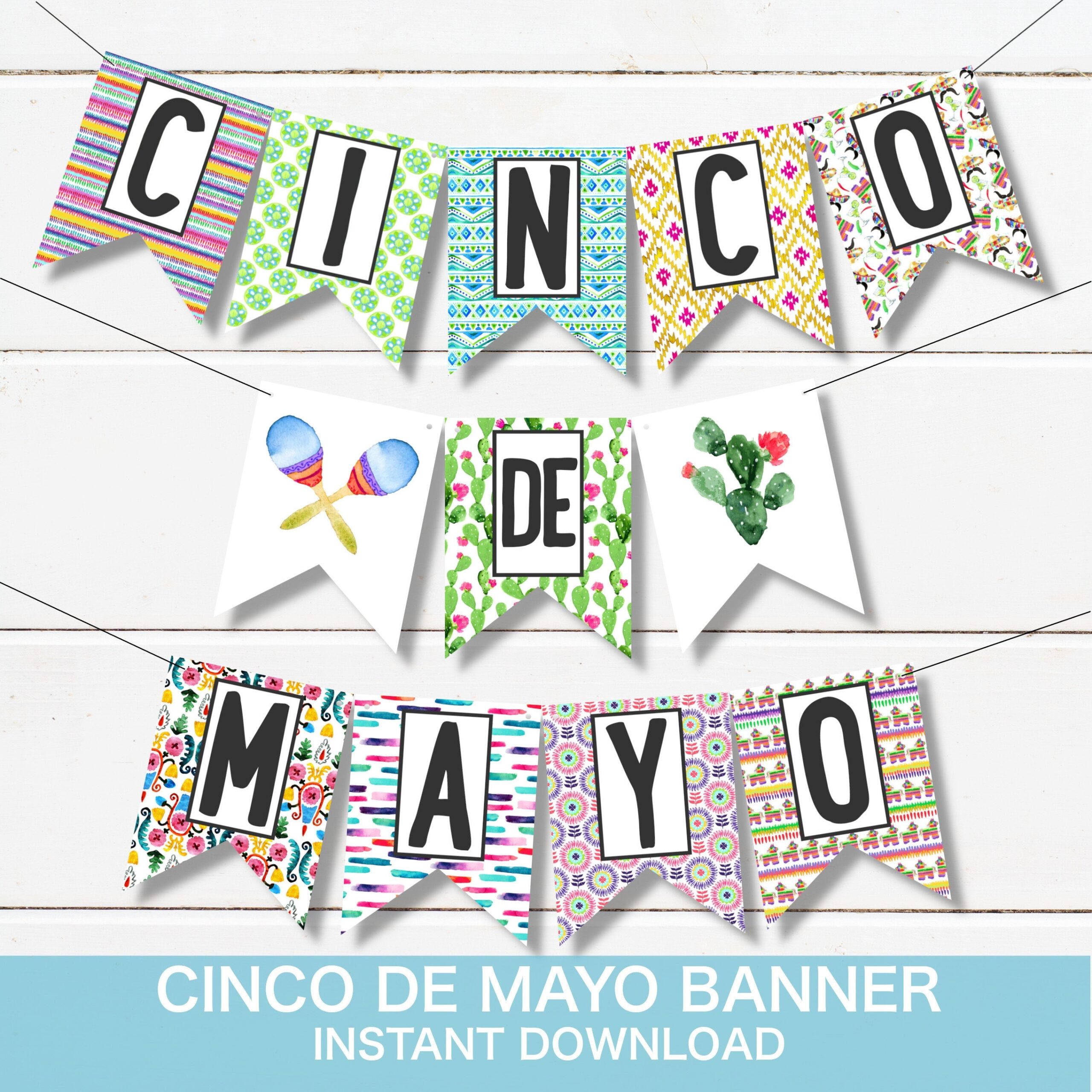 Cinco De Mayo Banner Instant Download Printable Fiesta Decorations Printable Banner DIY Cinco De Mayo Decorations Fiesta Party Etsy