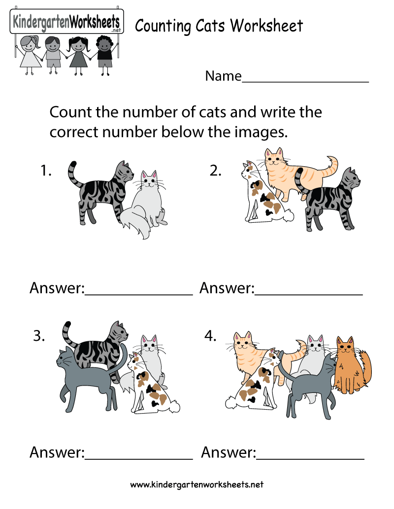 Counting Cats Worksheet For Kids