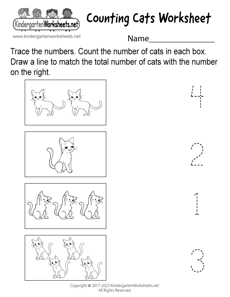 Counting Cats Worksheet Free Printable Digital PDF