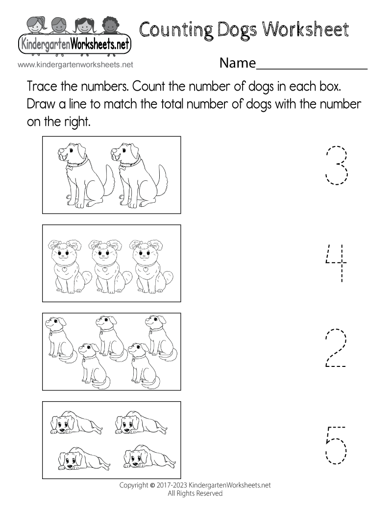 Counting Dogs Worksheet Free Printable Digital PDF