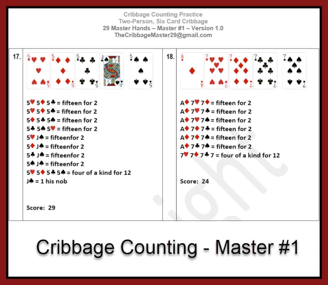 Cribbage Counting MASTER Practice MASTER Cribbage Hands Etsy
