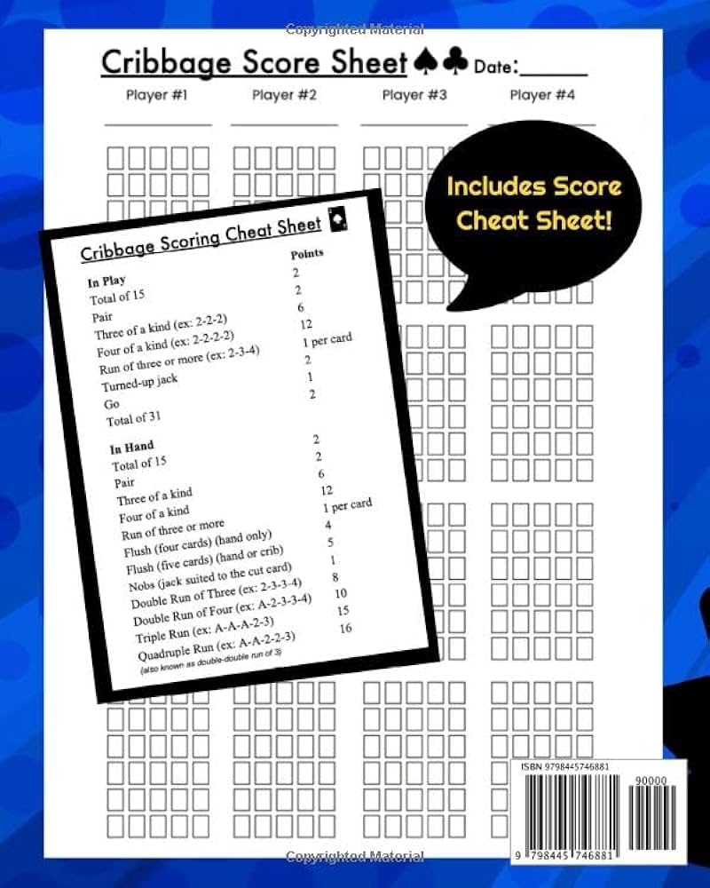 Cribbage Score Sheets 999 Large Score Pads For Cribbage With Cheat Sheet Inside 8 X 10 Inch EASY To Read And Write Size Fun Ref Publishing 9798445746881 Amazon Books