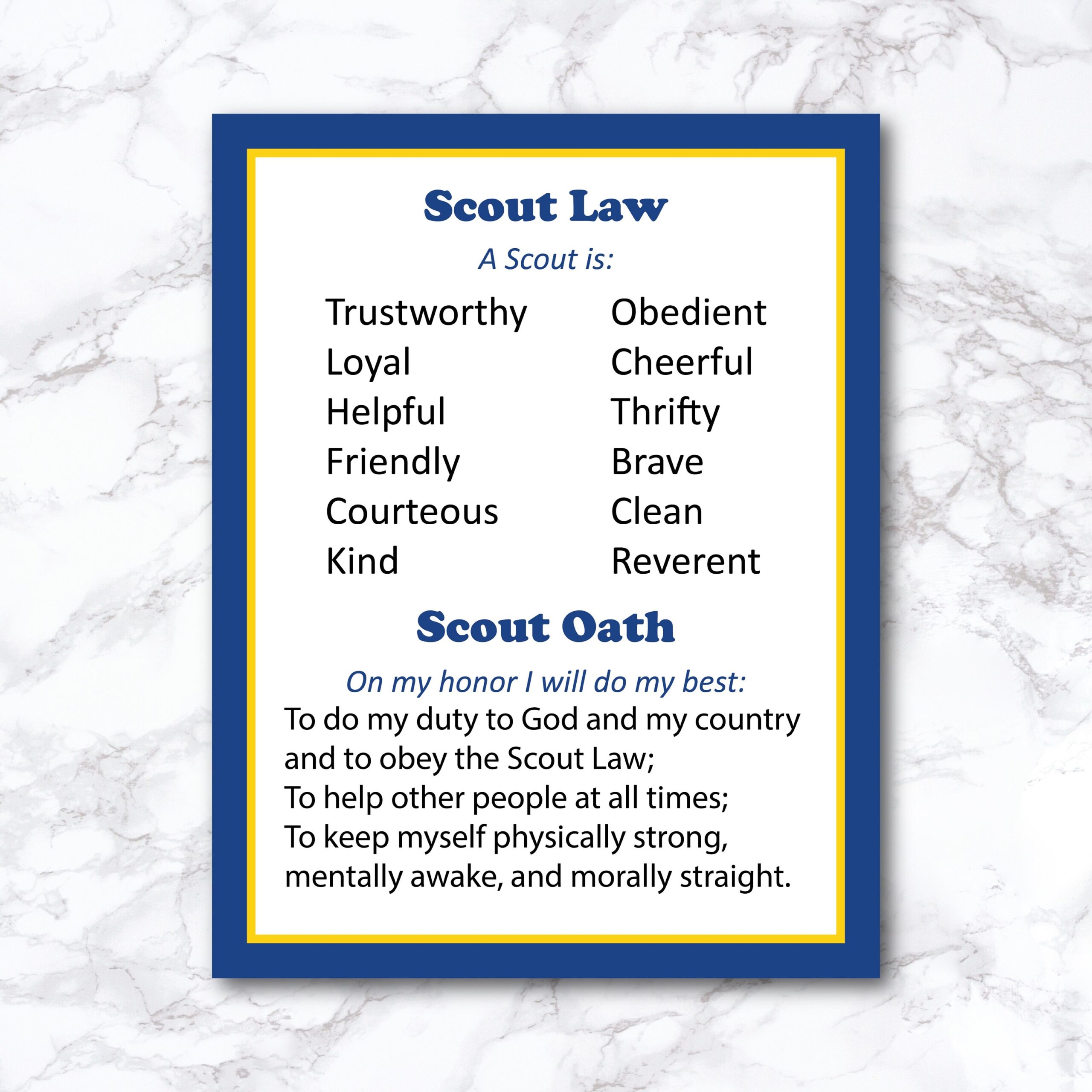 Cub Scout Oath And Law Cub Scout Scout Handout Scout Promise Scout Law Scout Oath Den Leader Activity Letter Size Etsy