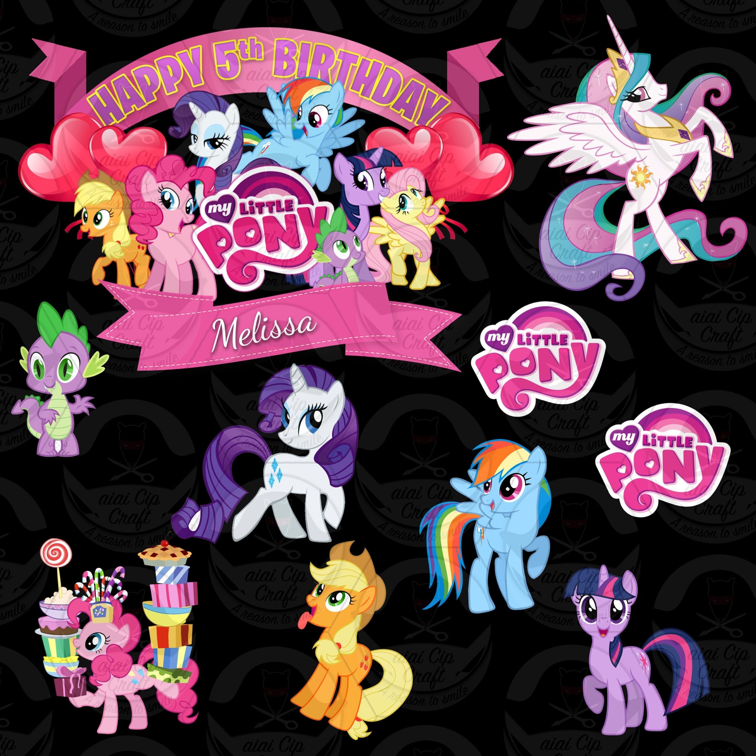 Custom My Little Pony Cake Topper Digital Template V2 My Little Pony Topper Personalised Cake Topper Cake Topper Pony Etsy