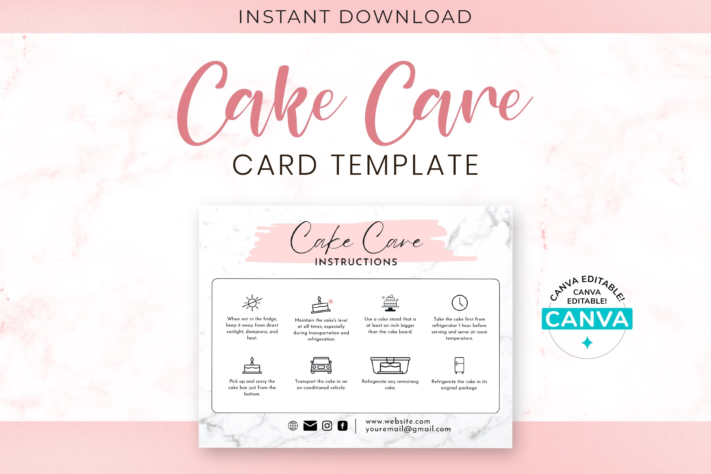 Customizable Printable Cake Care Instruction Template