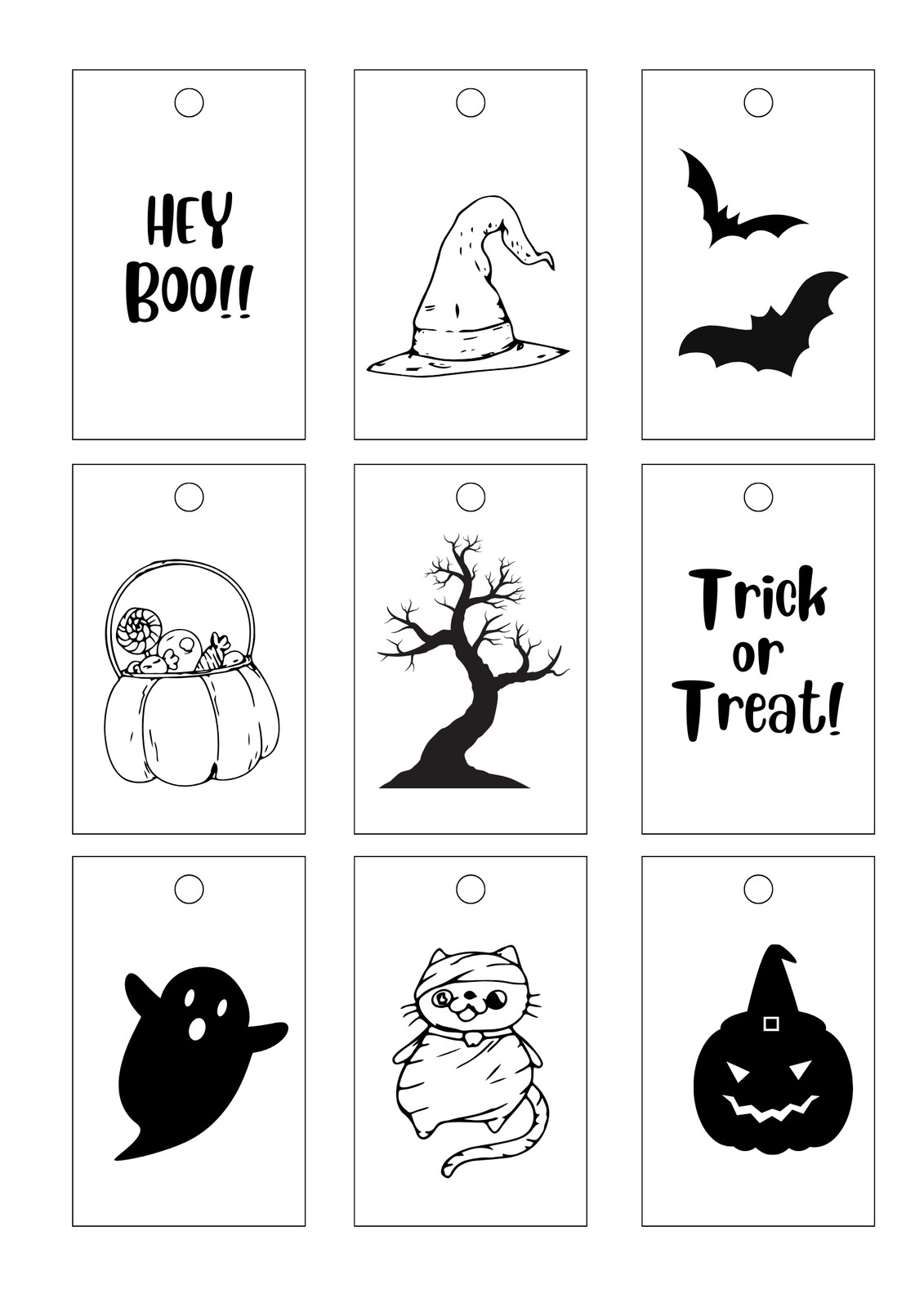 Free Printable Halloween Tags Black And White