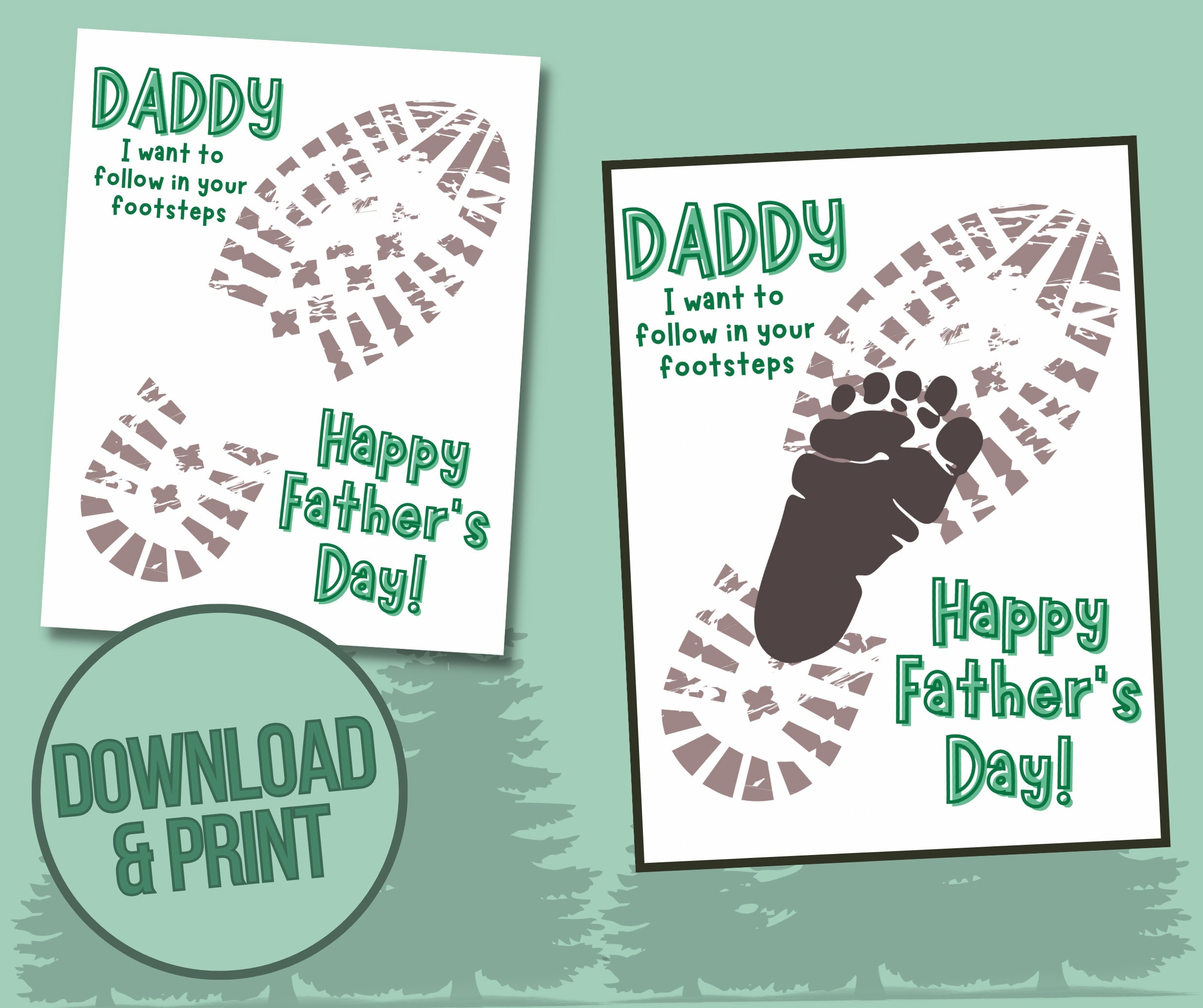 Daddy s Footsteps Printable Download Print Daddy Father s Day Boots Kids Craft Gifts Kids Baby Toddler DIY Footprint Art Etsy