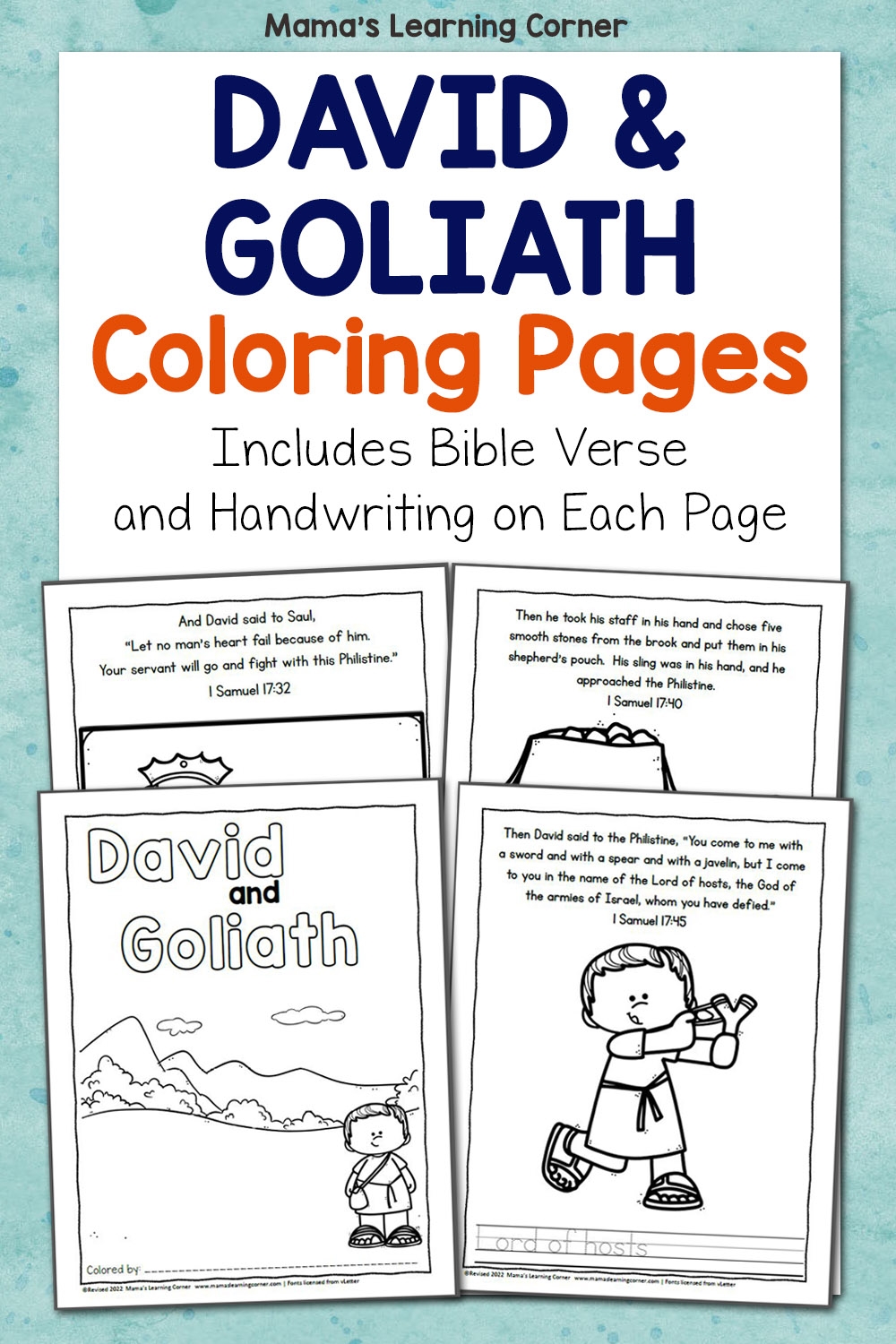 David And Goliath Bible Coloring Pages Mamas Learning Corner