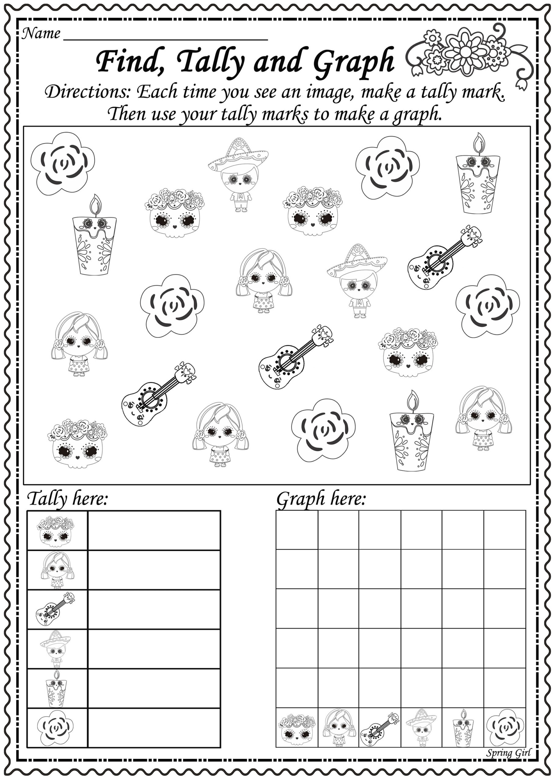 Day Of The Dead Math And Literacy Packet Printable Worksheets Etsy