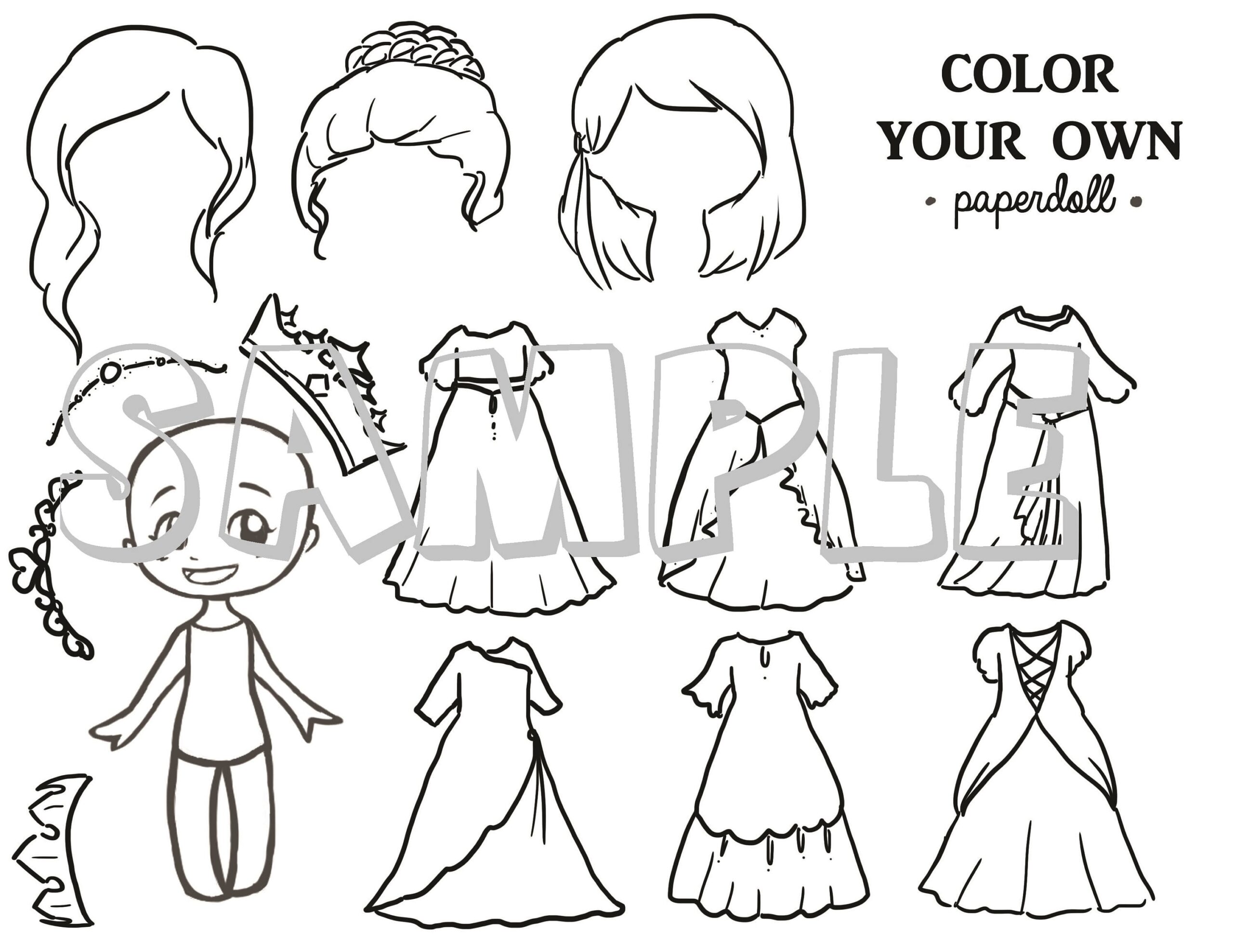 DIGITAL FILE Color Your Own Princess Paper Doll Etsy