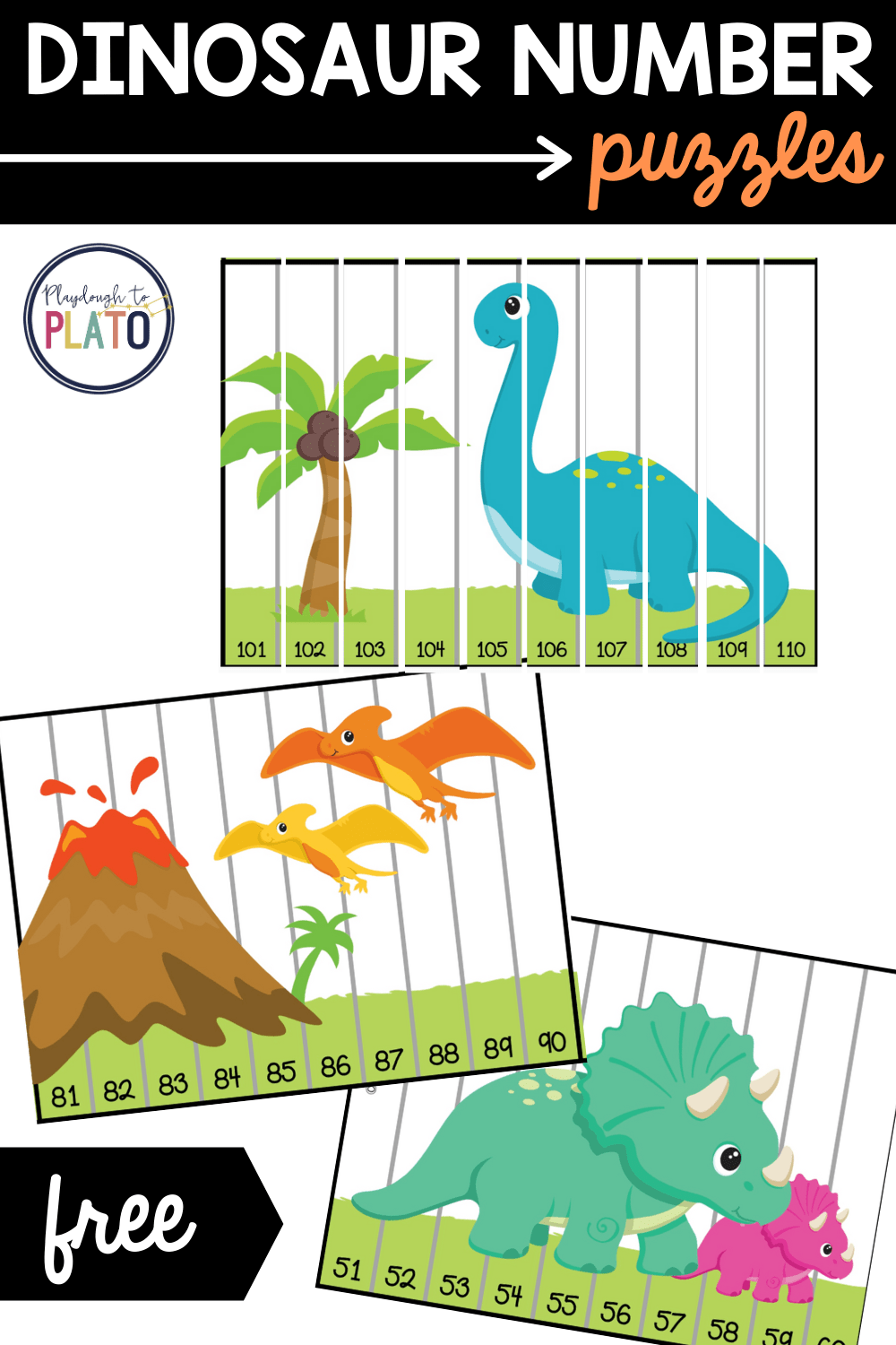 Dinosaur Number Puzzles Playdough To Plato