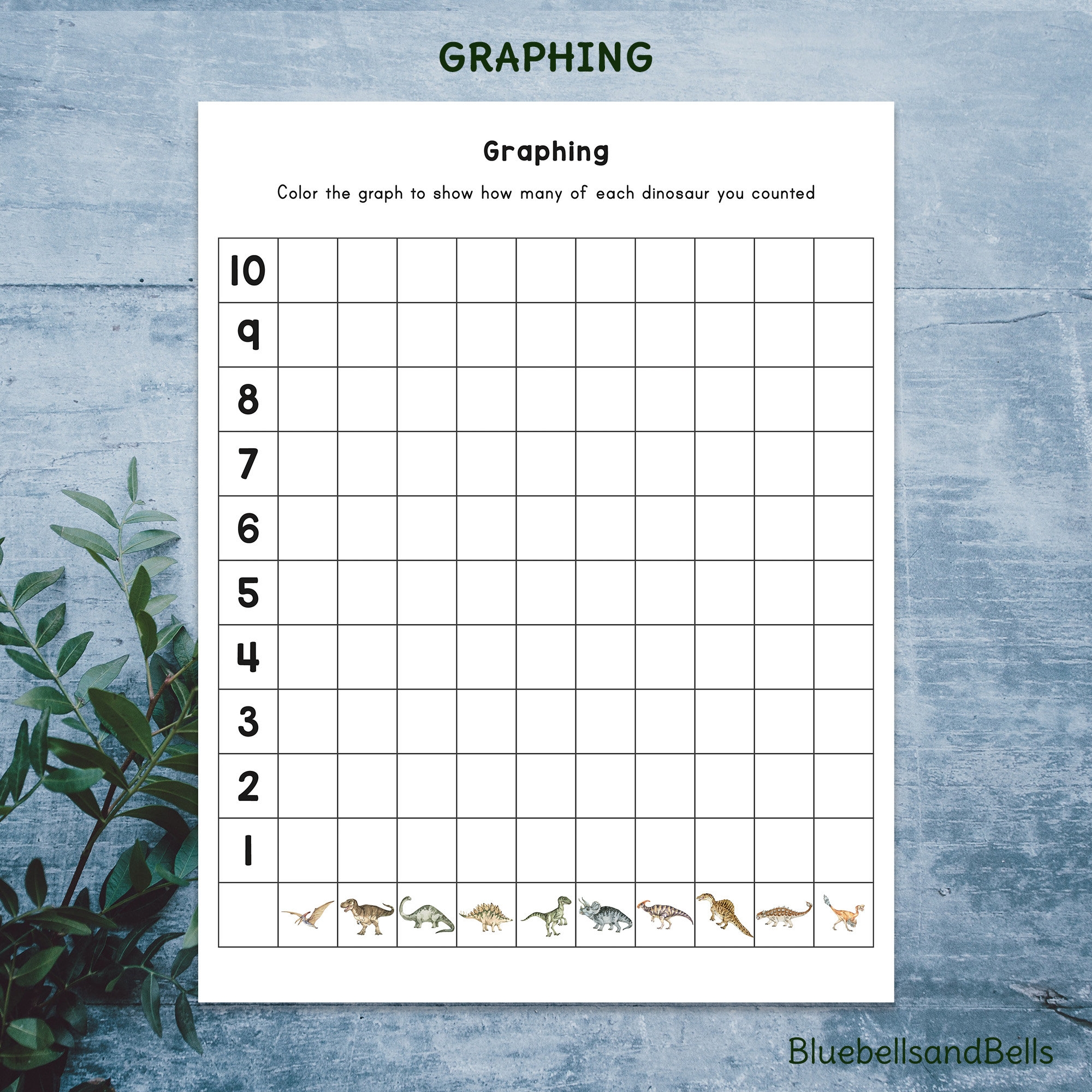 Dinosaur Preschool Graphing Activity Math Printable For Kindergarten Etsy