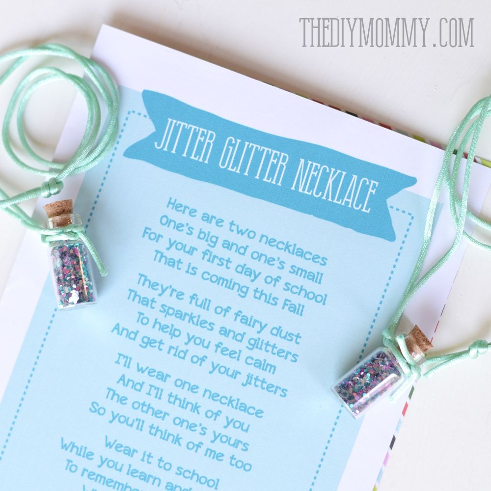 DIY Jitter Glitter Necklace Back To School Gift Free Printable Jitter Glitter Back To School Gifts School Gifts