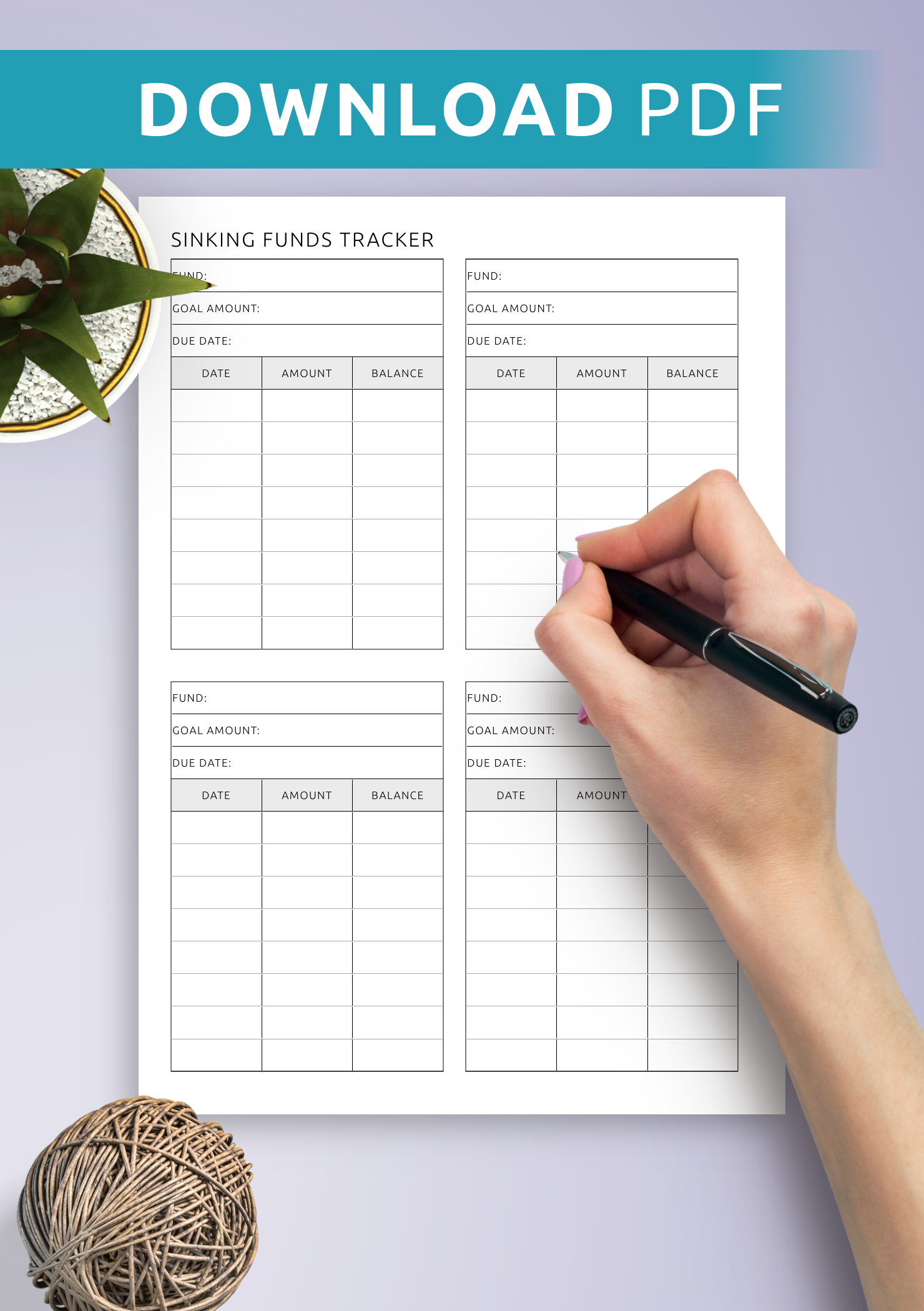 Sinking Funds Tracker Printable Free