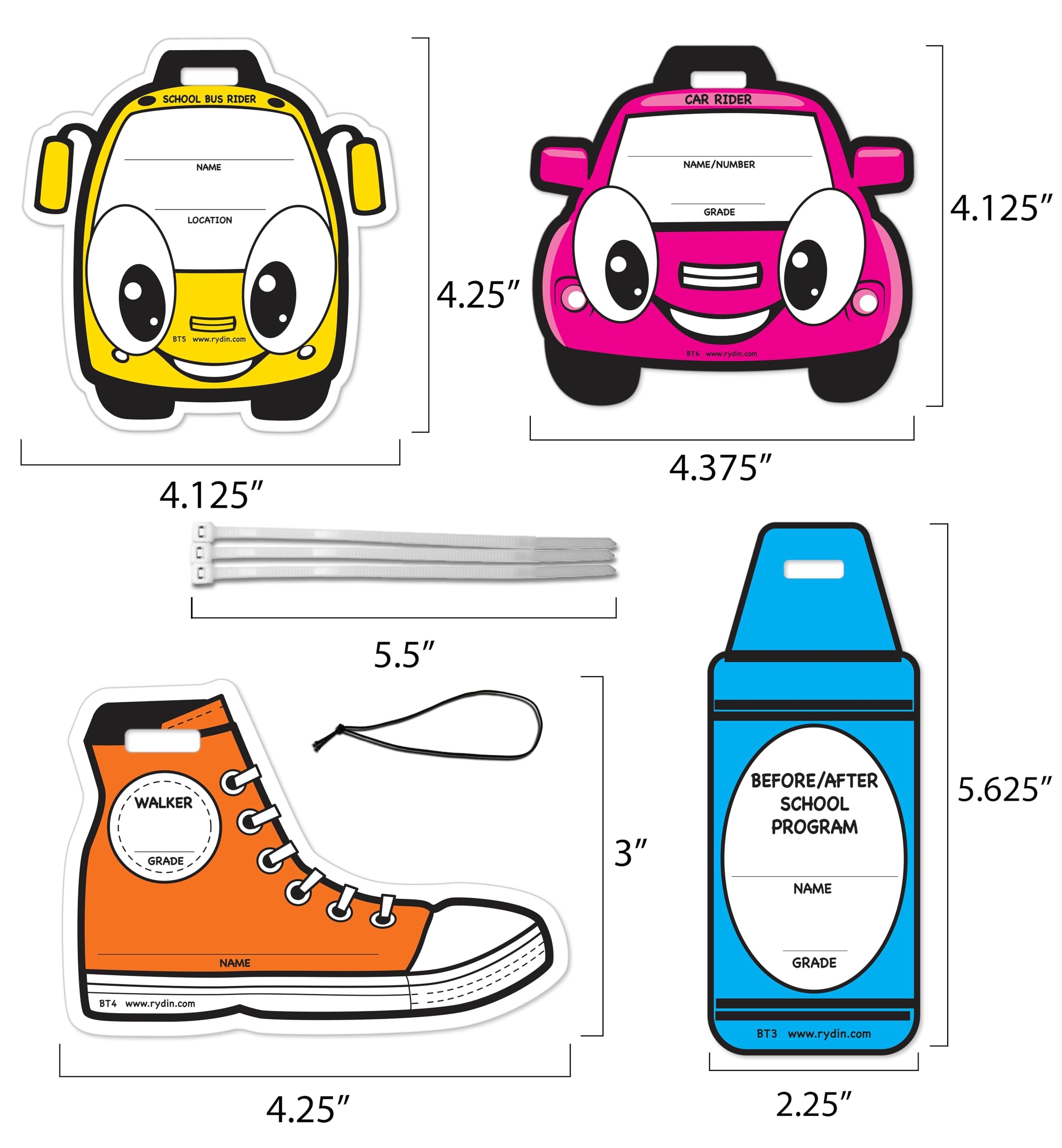 Durable Plastic Safe School Dismissal Car Bus Shoe And Crayon Shaped Backpack Tag Bundle Pack Of 50 Each 200 Total Tags Custom Shaped Parent Pickup Tags For Schools Daycares More Office Products Amazon