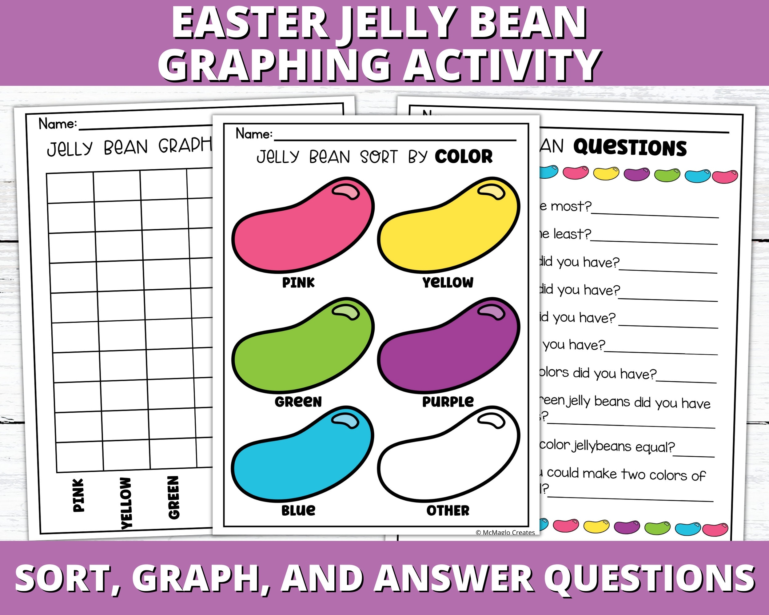 Easter Jelly Bean Math Graphing Activity Etsy
