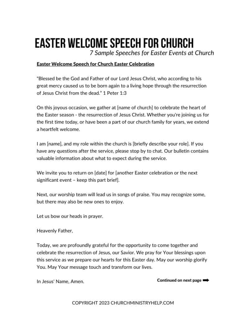 Easter Welcome Speech For Church 7 Free Templates