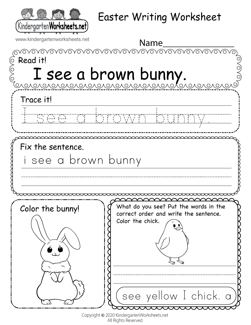 Easter Writing Worksheet Free Printable Digital PDF