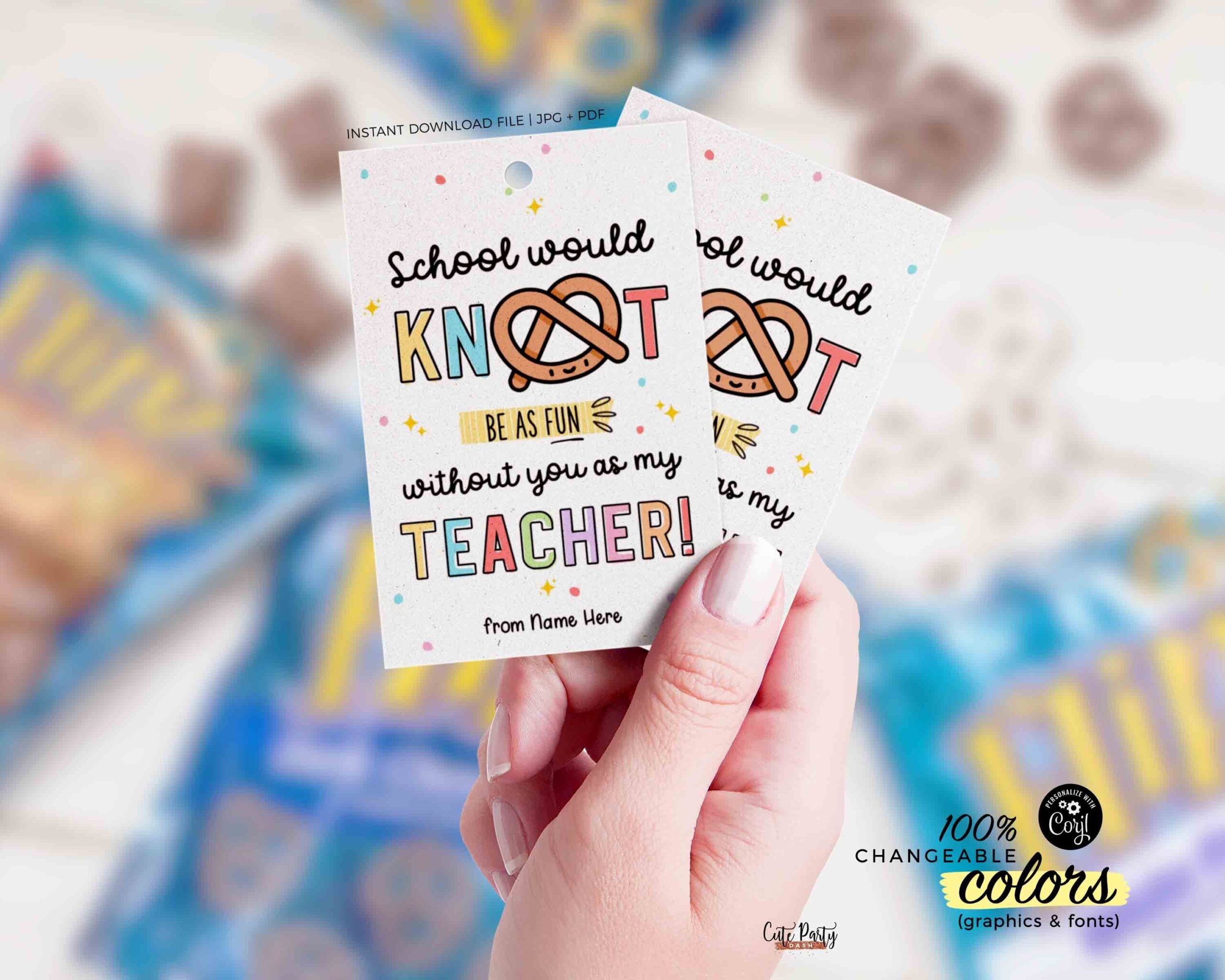 Editable Pretzel Teacher Appreciation Treat Tag Printable Thank You Teacher School Knot The Same Without You Gift Tag INSTANT DOWNLOAD Etsy