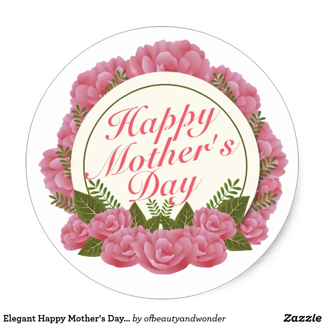 Elegant Happy Mother s Day Floral Frame Sticker Zazzle Happy Mothers Day Images Happy Birthday Cupcakes Happy Valentines Day Clipart
