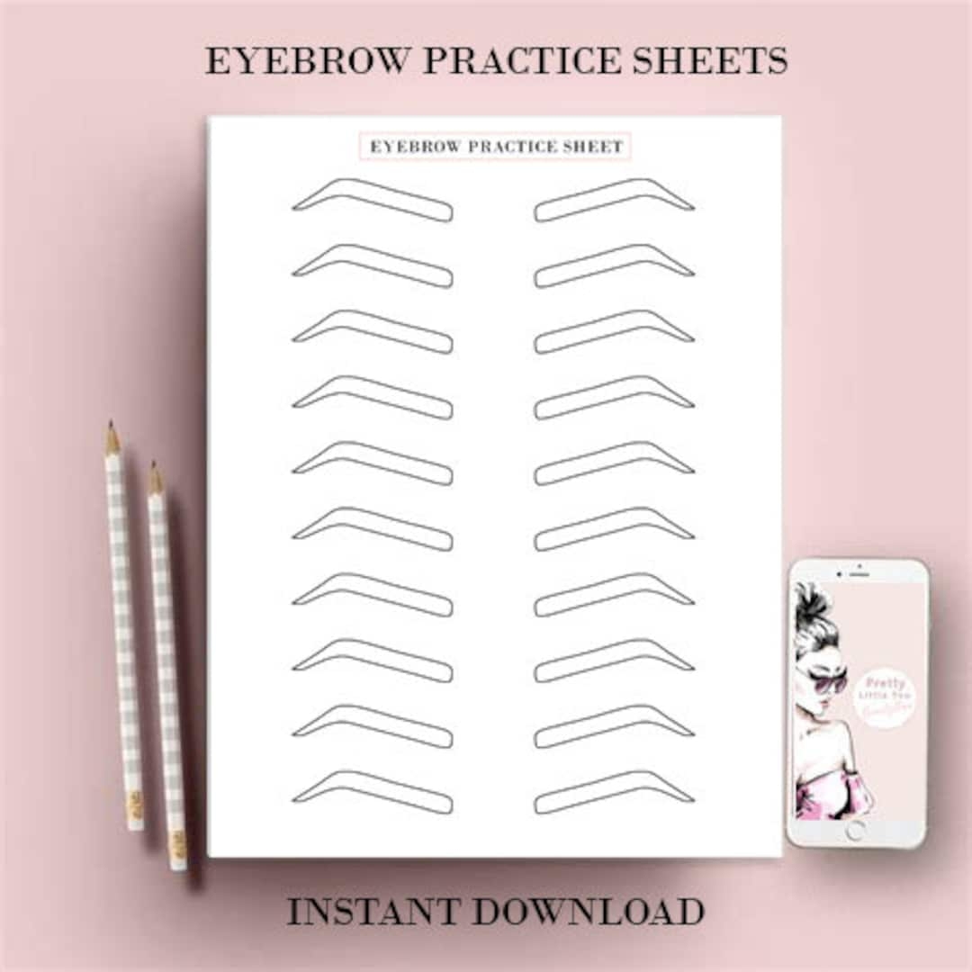 Eyebrow Practice Sheets Eyebrow Shaping Practice Microblading Practice Microshading Practice Sheet Brow Lamination Eyebrow Forms Brow Etsy