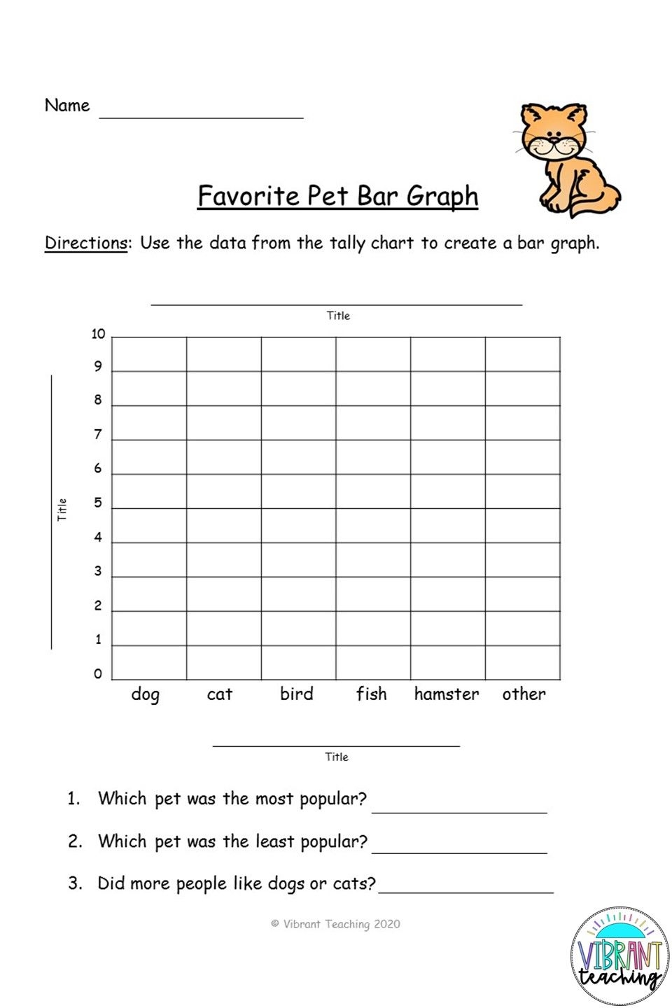 Favorite Pet Graphs Tally Chart Bar Graph And Pictograph Graphing Worksheets Bar Graphs 2nd Grade Math Worksheets