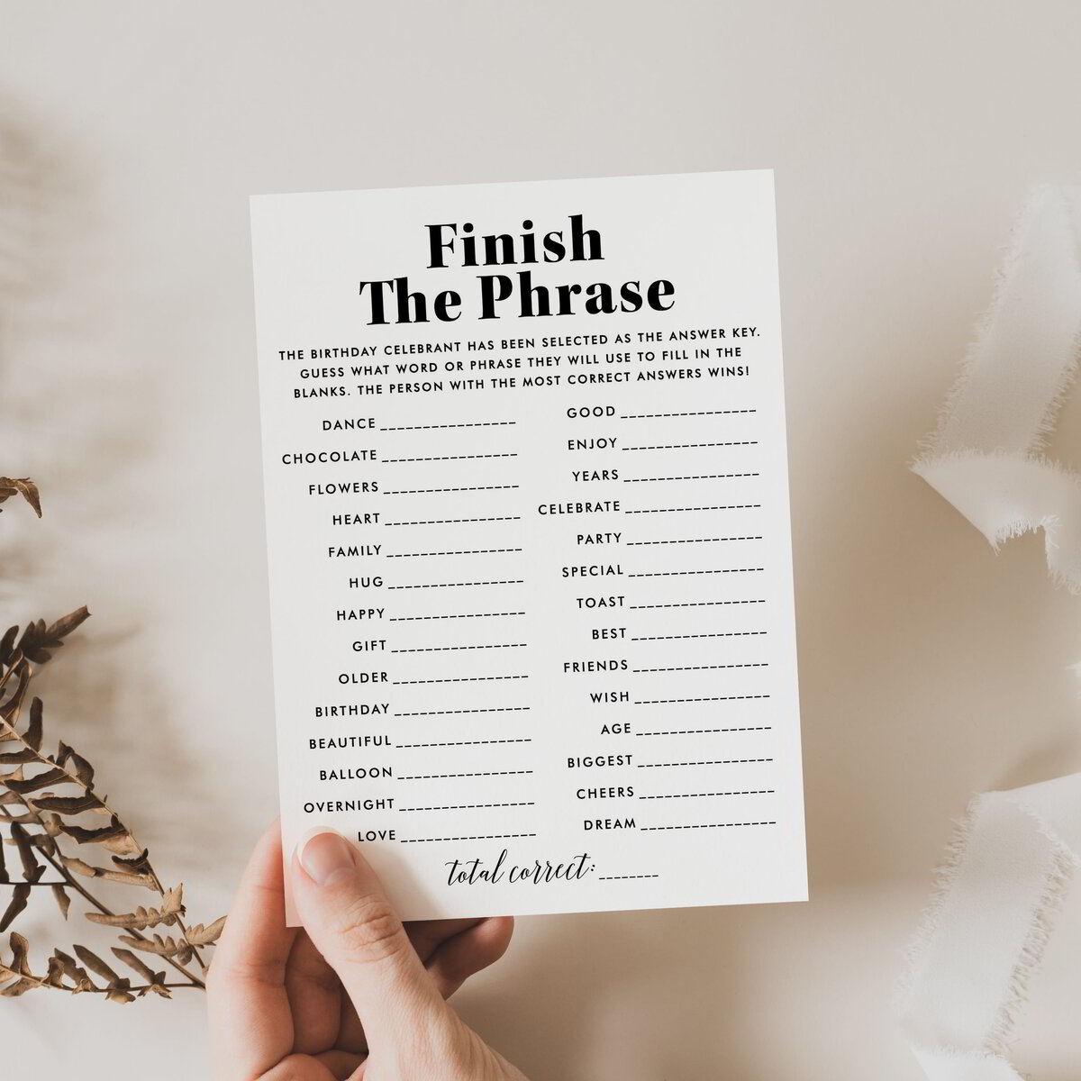 Finish The Phrase Game Printable Birthday Party Games For 12 Year Olds