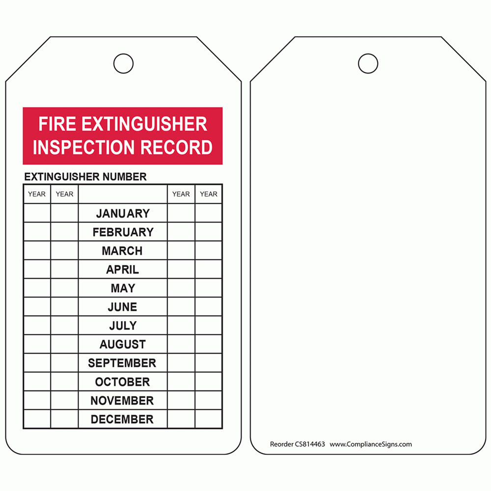 Fire Extinguisher Inspection Record Tag Inspection Tags